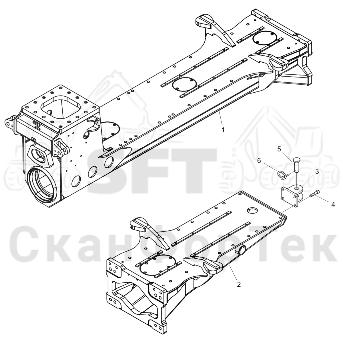 Схема: Komatsu / Форвардер / 895 S/N 8950011010- / Каталог запасных частей / шасси / Рамы / Рама, задняя / Рама, задняя +600/+0