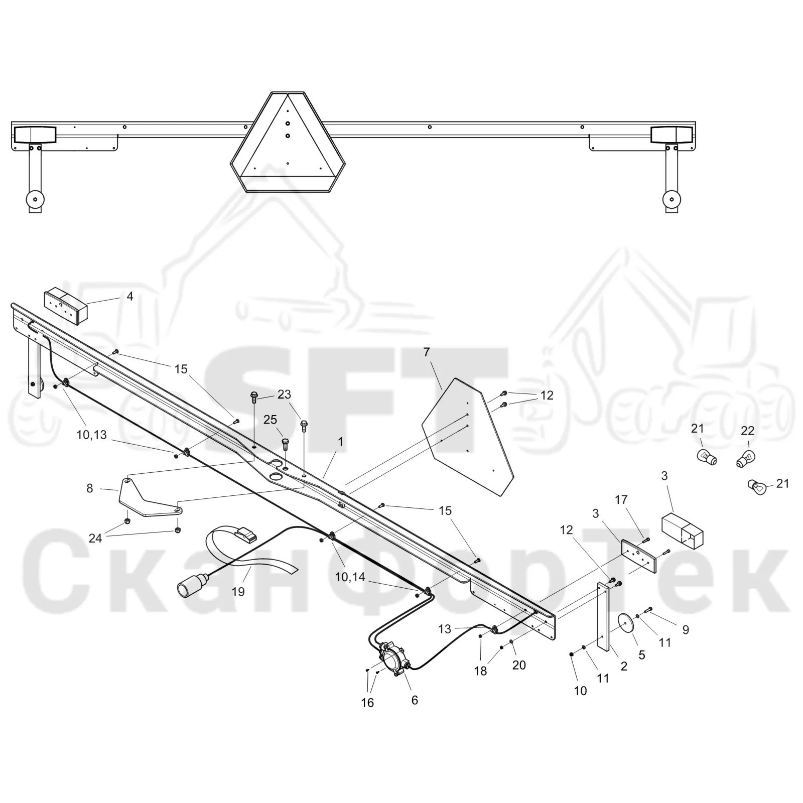 Схема: Komatsu / Форвардер / 895 S/N 8950011010- / Каталог запасных частей / шасси / Электрический Оборудование / Узел задних фонарей / Узел задних фонарей