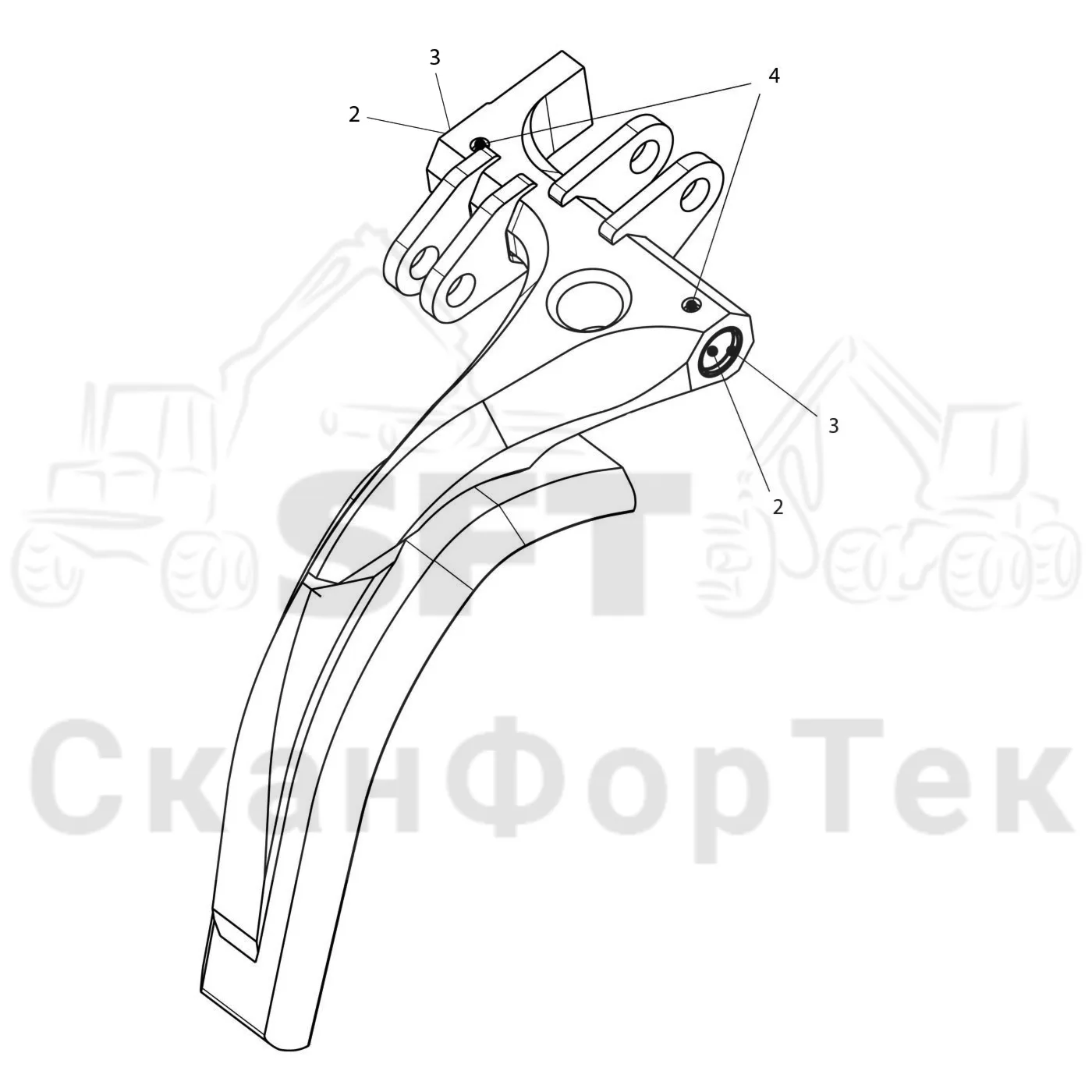 Схема: Komatsu / Головки лесозаготовительной машины / C Головки лесозаготовительной машины / C283 / Каталог запасных частей / Обрезка сучьев / Передние сучкорезные ножи / Передние сучкорезные ножи / Сучкорезный нож