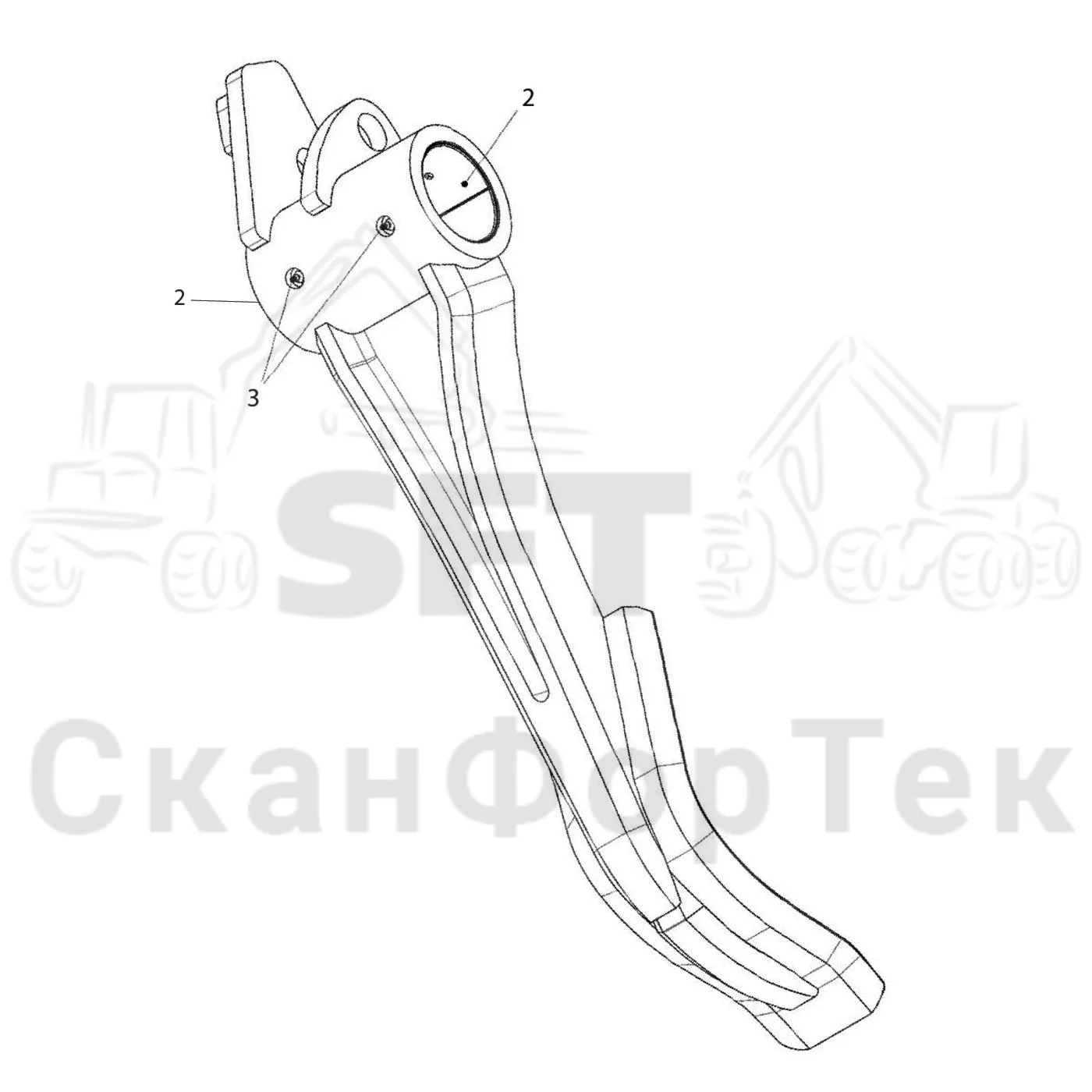 Схема: Komatsu / Головки лесозаготовительной машины / C Головки лесозаготовительной машины / C283 / Каталог запасных частей / Обрезка сучьев / Задние сучкорезные ножи / Задние сучкорезные ножи / Сучкорезный нож