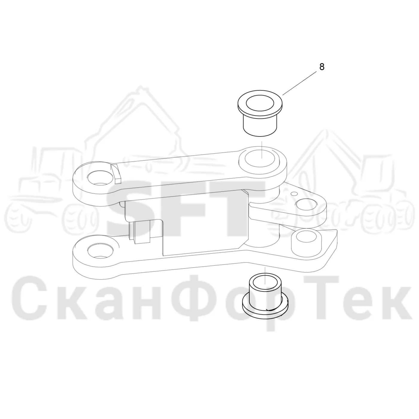 Схема: Komatsu / Лесозаготовительные машины / 931.1 / Каталог запасных частей / Лесозаготовительное оборудование / Головка лесозаготовительной машины / C93 / Каталог запасных частей / Дополнительное оборудование / Габота с несколькими деЂевьями / Механика / Втулка