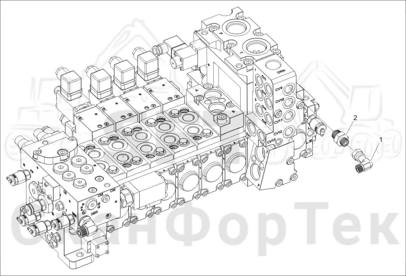Схема: Komatsu / Лесозаготовительные машины / 951 S/N 9510004367- / Каталог запасных частей / Лесозаготовительное оборудование / Головка лесозаготовительной машины / C144 / Каталог запасных частей / Резка / Цветовая маркировка / Гидравлическое оборудование цветовой маркировки / Соединение