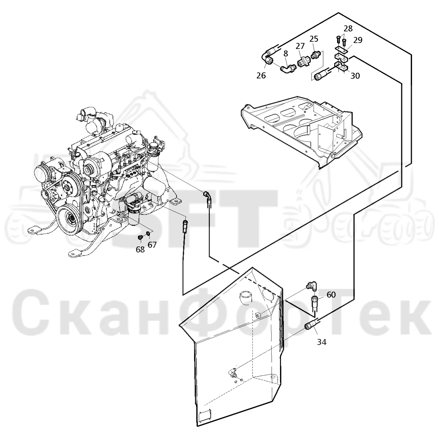 Схема: Valmet / Форвардер / Valmet 830.3 / Valmet 830.3 / Каталог запасных частей / Двигатель / Двигатель  311172- / Топливная система / Топливная система / Топливная система  311161-