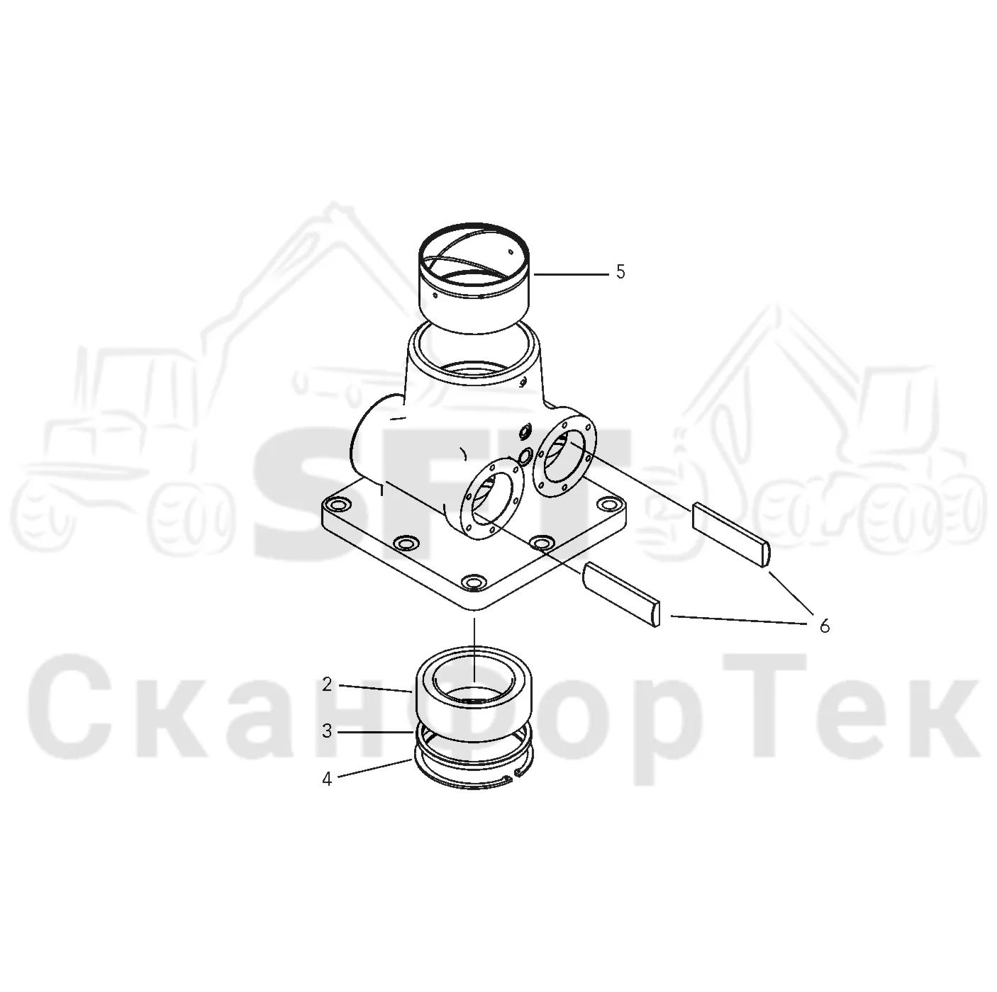 Схема: Valmet / Форвардер / Valmet 830.3 / Valmet 830.3 / Каталог запасных частей / Подъемный кран / Подъемный кран / Valmet CRF 5 Ch. V1001- / Каталог запасных частей / Базовая система / Основание / Нога, корпус / Корпус