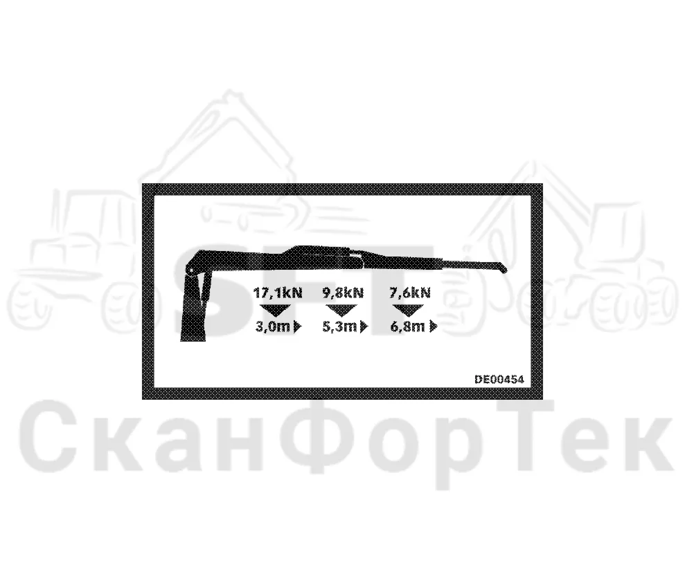 Схема: Komatsu / Форвардер / 830.3 / Каталог запасных частей / Подъемный кран / Подъемный кран / Вторая стрела / Бирки / Бирка: 6,8m