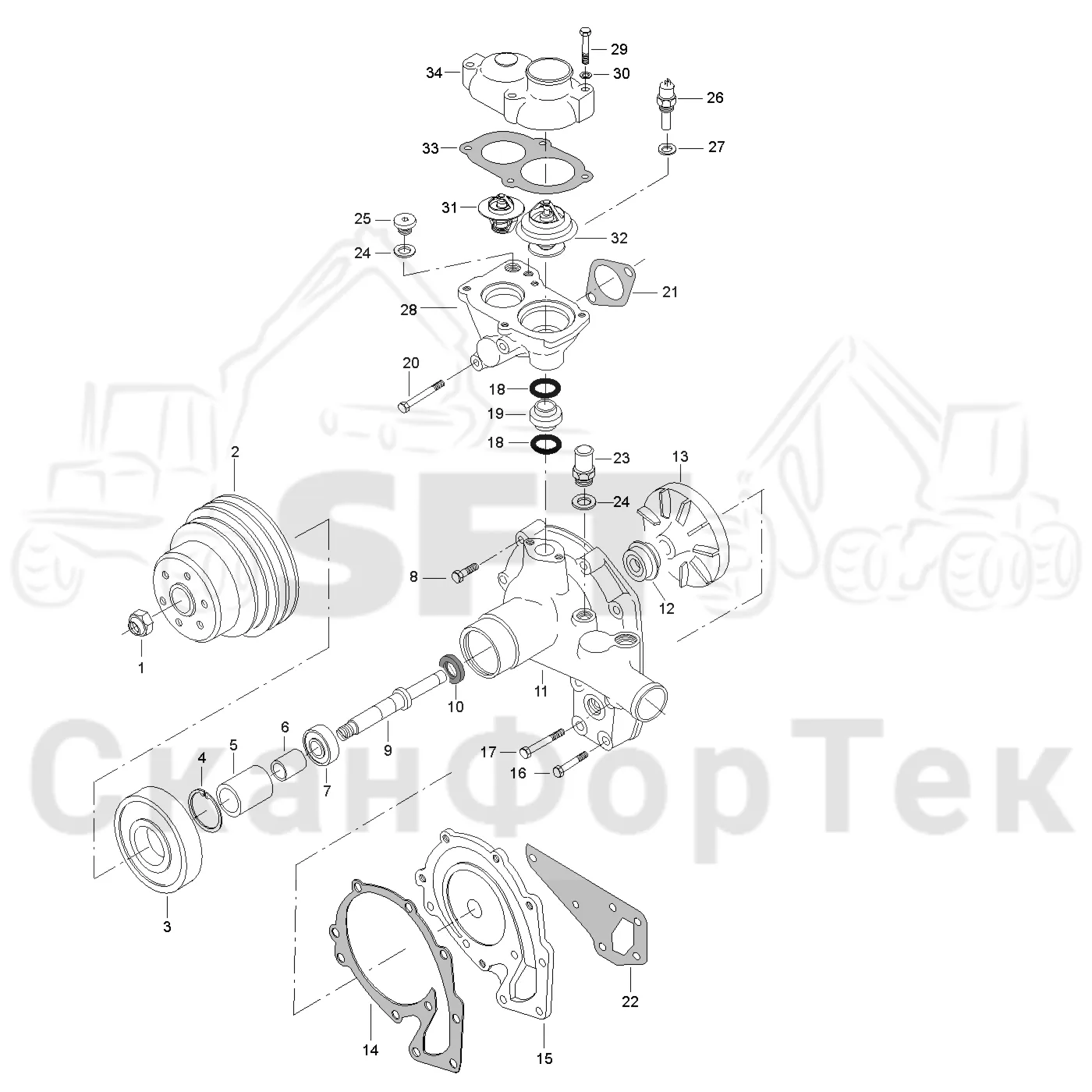 Схема: Valmet / Лесозаготовительные машины / Valmet 921 / Valmet 921 Ch 13271- / Valmet 921 Ch 13271- / Каталог запасных частей / Двигатель / Система охлаждения / Насос хладагента