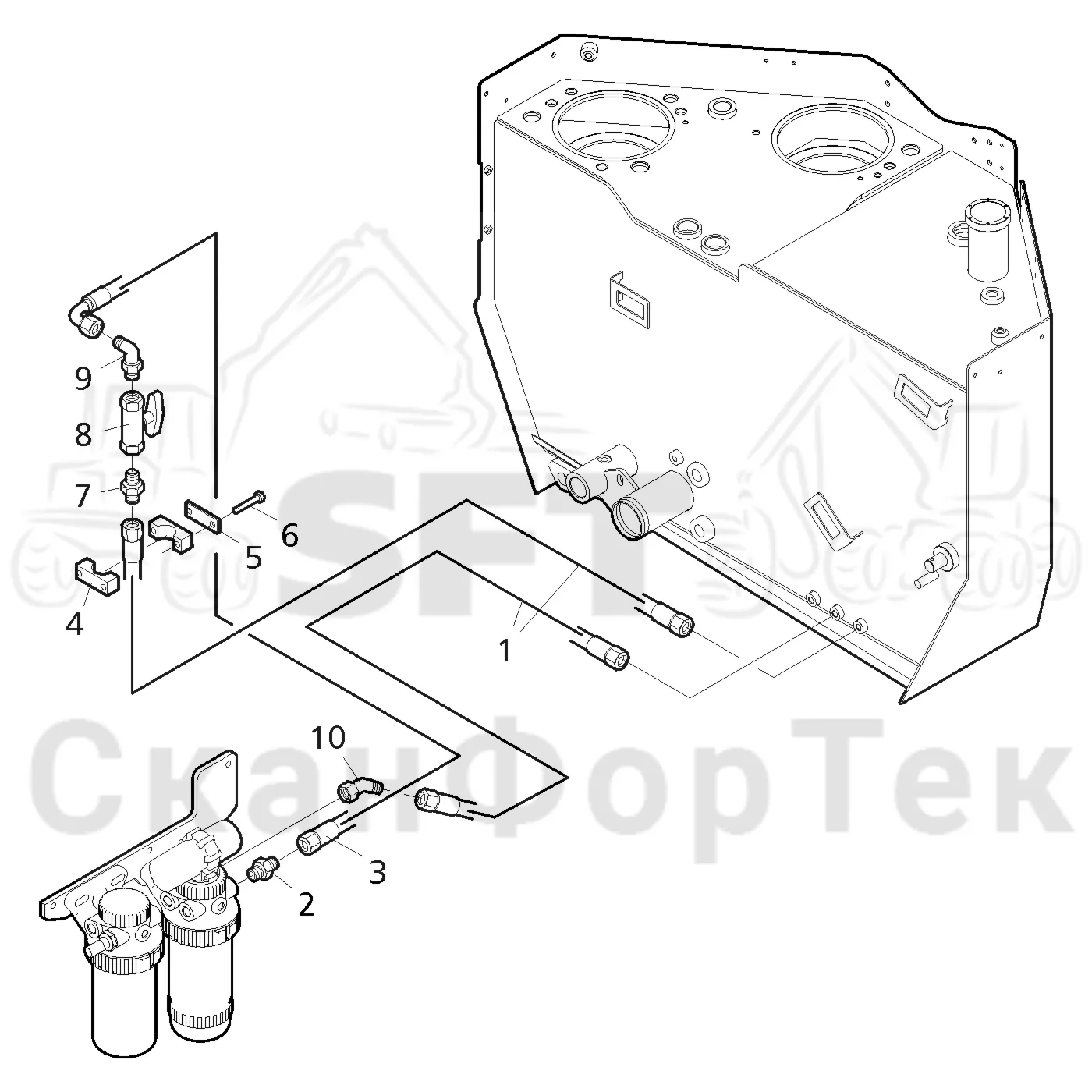 Схема: Valmet / Форвардер / Valmet 890.3 / Valmet 890.3 / Каталог запасных частей / Двигатель / Двигатель  310429- / Топливная система / Топливная система / Топливная система