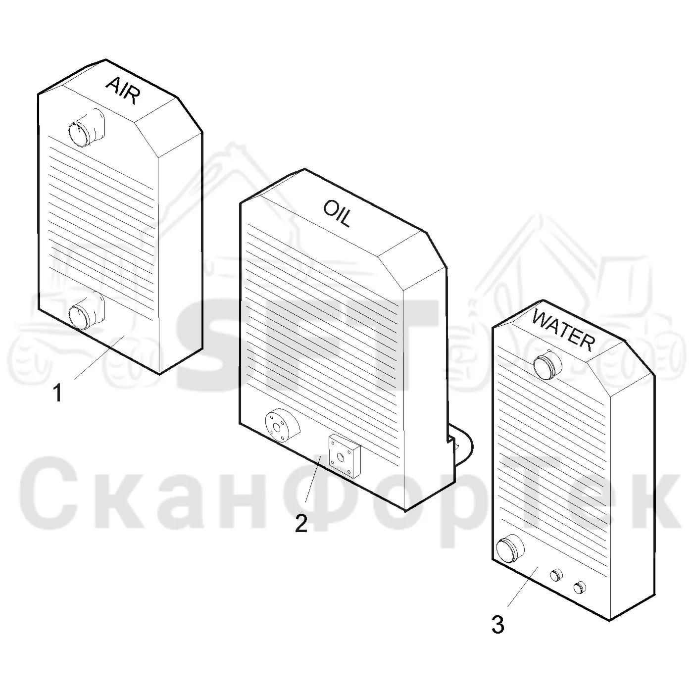 Схема: Valmet / Форвардер / Valmet 890.3 / Valmet 890.3 / Каталог запасных частей / Двигатель / Двигатель 310429- / Система охлаждения / Система охлаждения двигателя / Запасные части холодильника