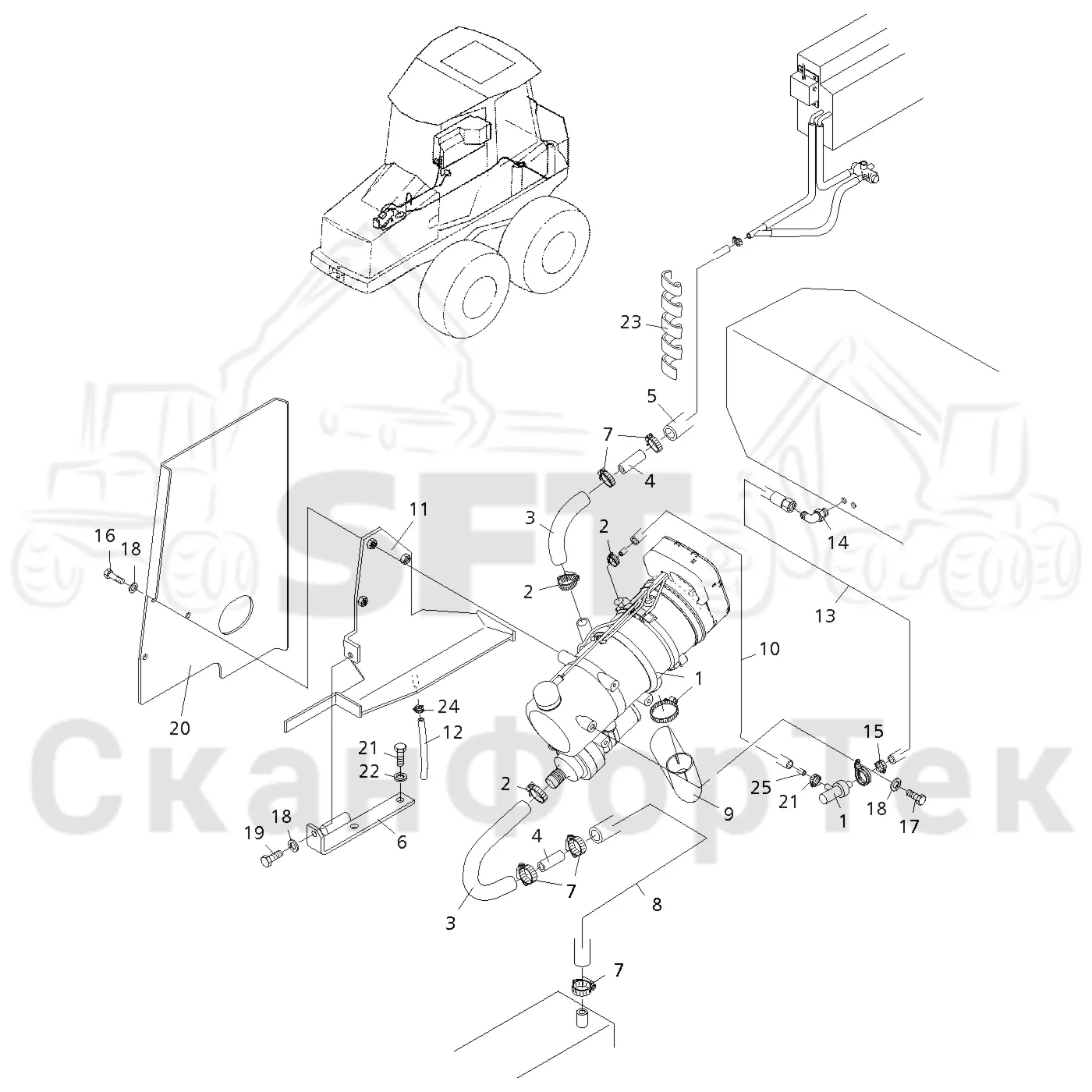 Схема: Komatsu / Форвардер / 890.3 / Каталог запасных частей / Двигатель / Двигатель / Подогреватель / Подогреватель / Подогреватель