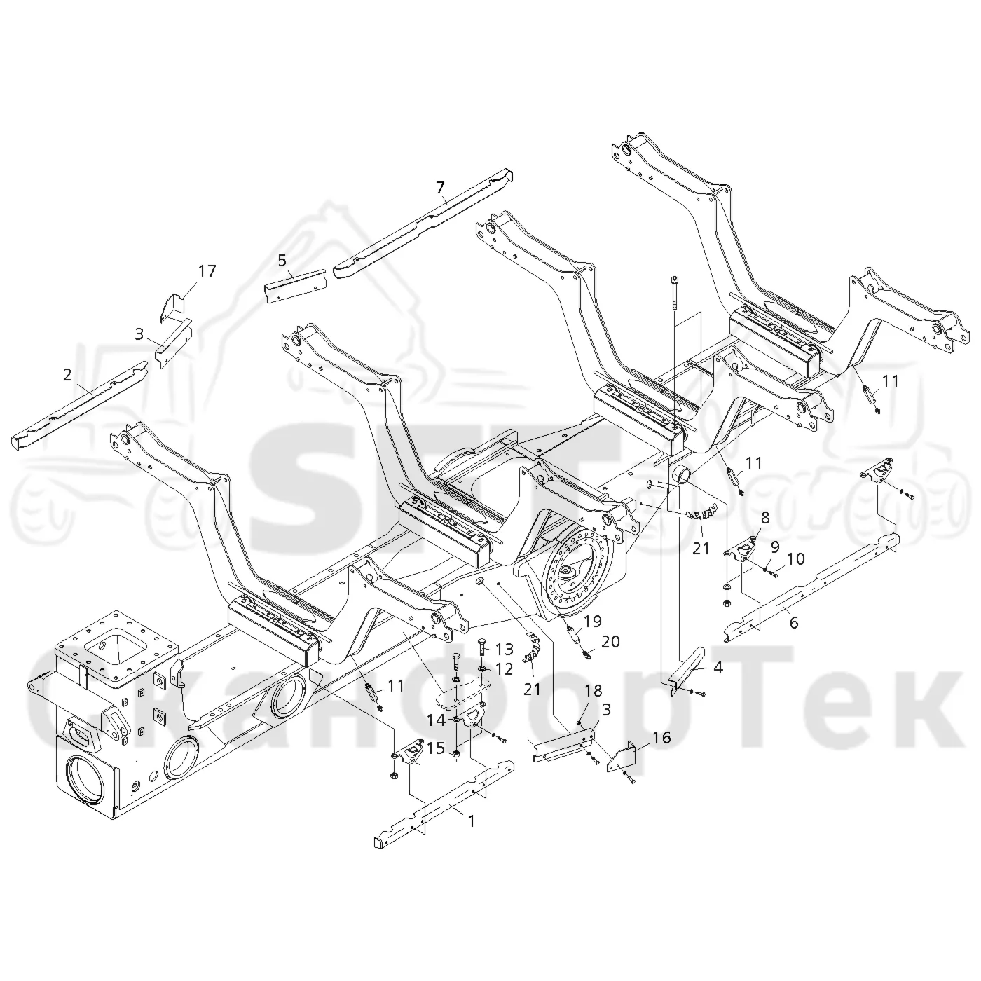 Схема: Valmet / Форвардер / Valmet 890.3 / Valmet 890.3 / Каталог запасных частей / шасси / Зона погрузки / Коники и опоры / Сборочный комплект LoadFlex / Сборочный комплект LoadFlex