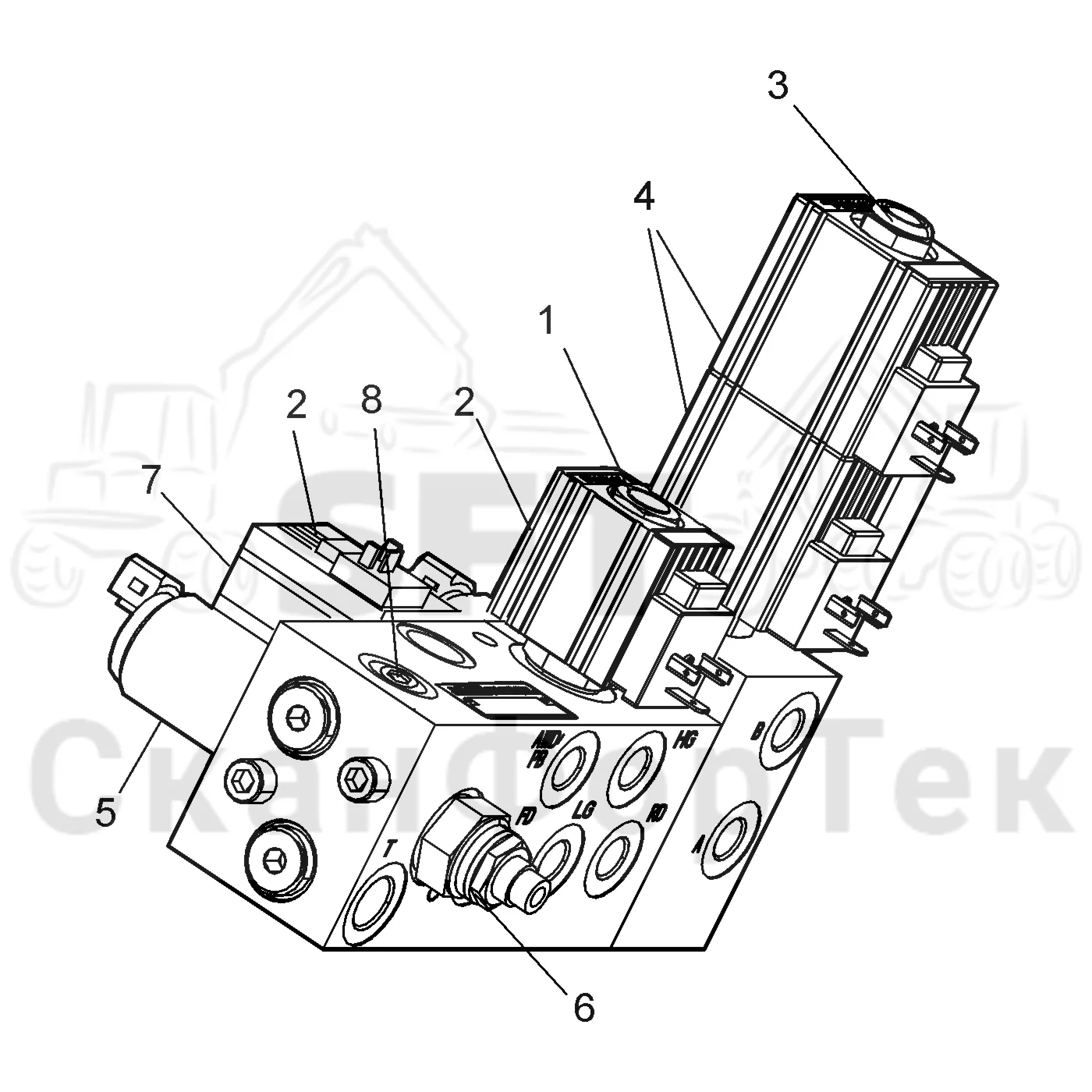 Схема: Valmet / Форвардер / Valmet 840.3 / Valmet 840.3  Ch. -311173 / Valmet 840.3  Ch. -311173 / Каталог запасных частей / Гидравлика / Клапан обслуживания / Клапан обслуживания / Запасные части клапана обслуживания