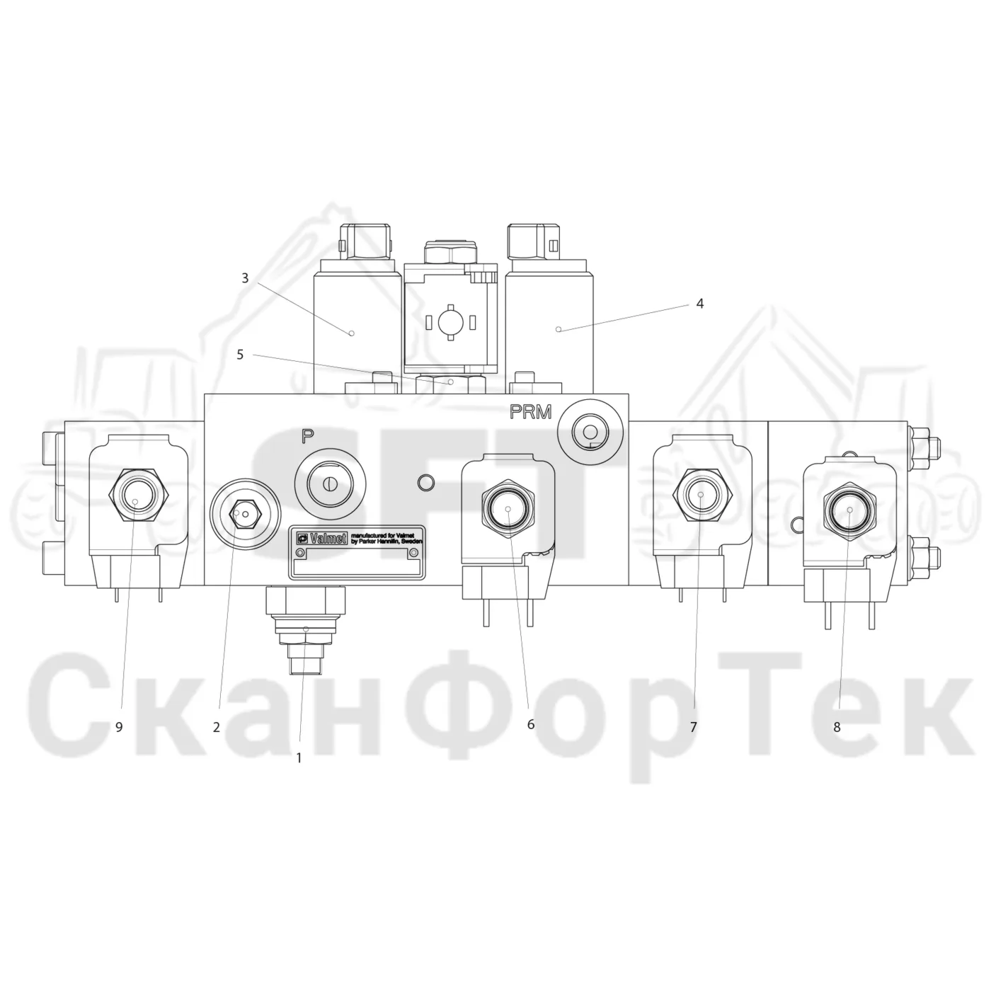 Схема: Komatsu / Форвардер / 890.3 / Каталог запасных частей / Гидравлика / Клапан обслуживания / Клапан обслуживания / Клапан обслуживания  8900031081- / Запасные части клапана обслуживания