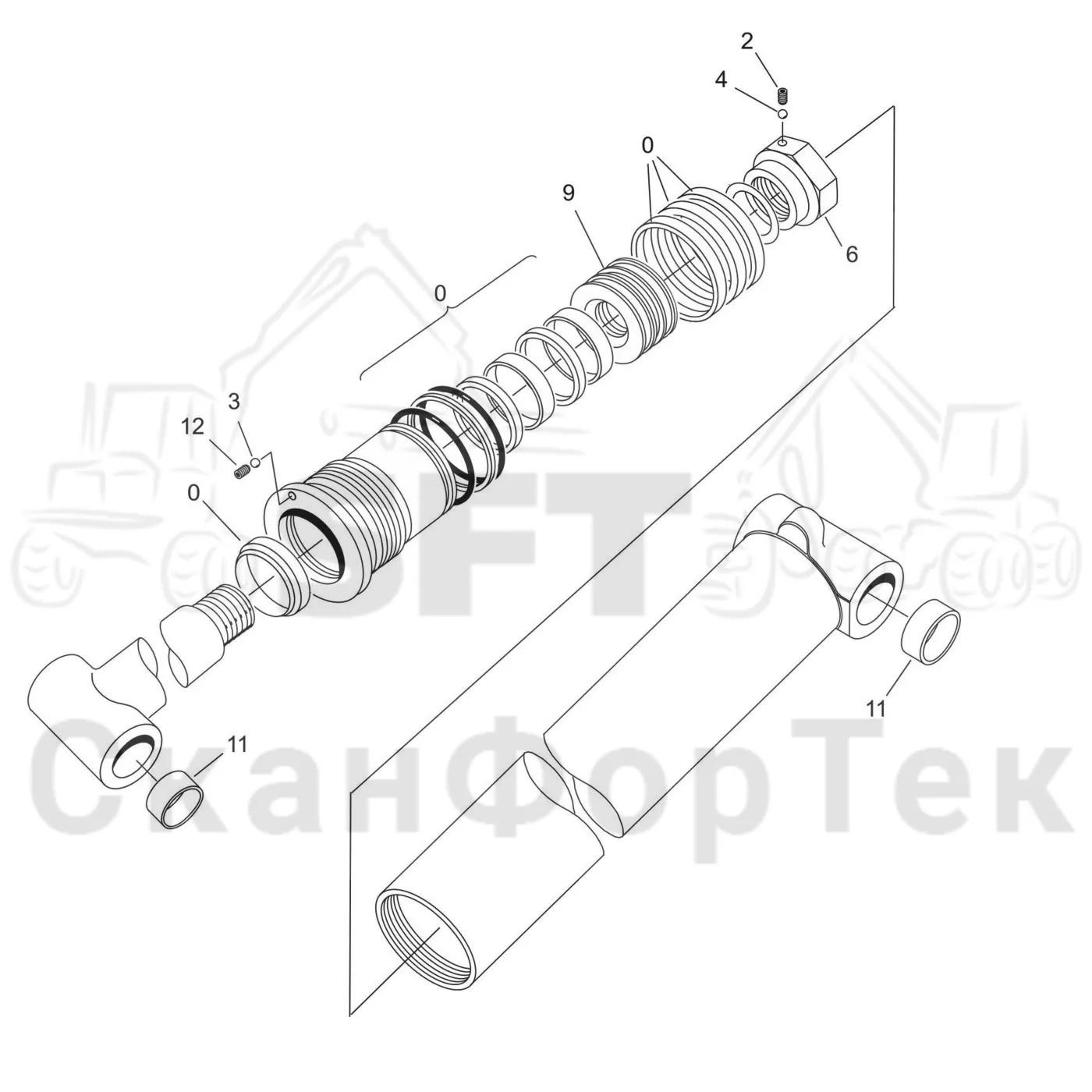 Схема: Valmet / Форвардер / Valmet 840.4 / Valmet 840.4 / Каталог запасных частей / Подъемный кран / Подъемный кран / Valmet CRF 8.1 Ch. V1001- / Каталог запасных частей / CRF 8.1 Combi 10m / CRF 8.1 Combi 10m / Подъемный кран / Основная стрела / Цилиндр внешней стрелы