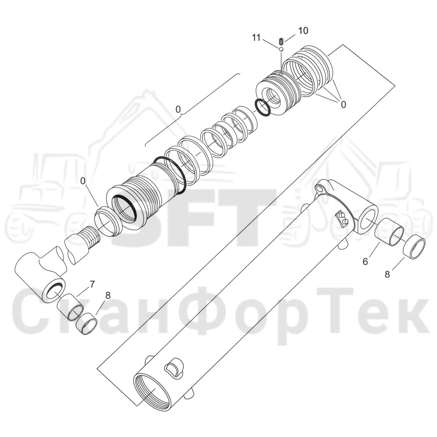 Схема: Valmet / Форвардер / Valmet 860.4 / Valmet 860.4 / Каталог запасных частей / Подъемный кран / Подъемный кран / Valmet CRF 11 Ch. V1001- / Каталог запасных частей / CRF 11 Combi ProTec 10m / CRF 11 Combi ProTec 10m / Подъемный кран / Подъемный цилиндр гидравлики / Подъемный цилиндр