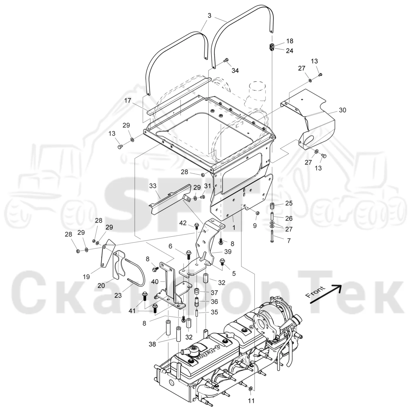 Схема: Komatsu / Форвардер / 855 / Каталог запасных частей / Двигатель / Stage 3 B/TIER 4 Interim / Впуск - выпуск / Выхлопная система / Выхлопная система