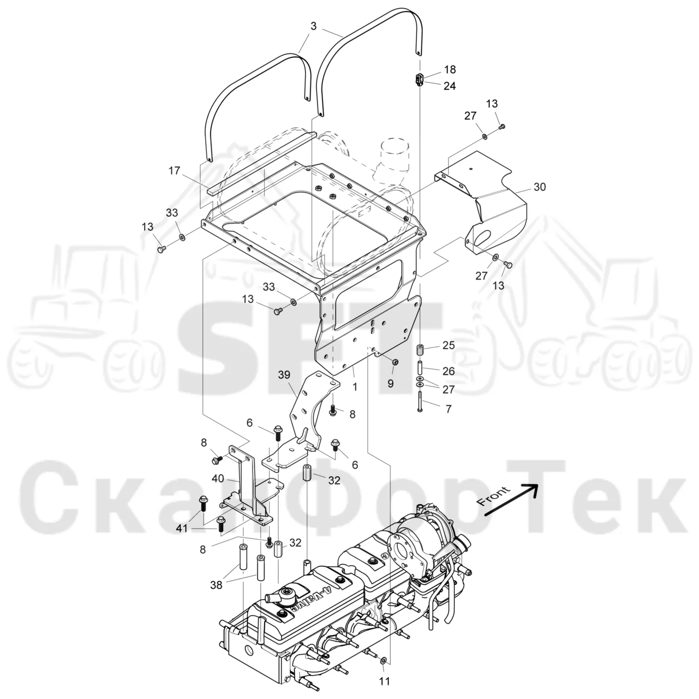 Схема: Komatsu / Форвардер / 855.1 / 855.1 / Каталог запасных частей / Двигатель / Stage 2 / TIER 2 / Впуск - выпуск / Выхлопная система / Выхлопная система