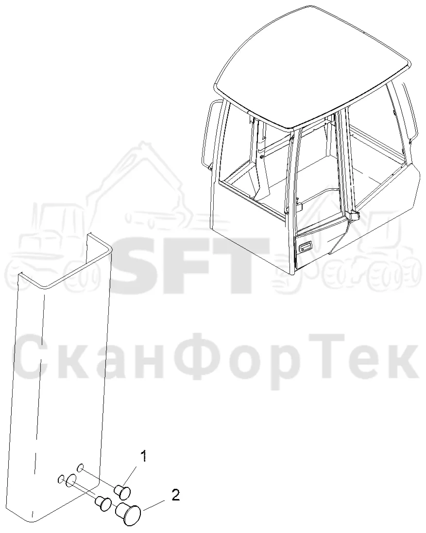 Схема: Komatsu / Форвардер / 845 / Каталог запасных частей / Кабина / Электрический / внутреннего освещения Комплект электрооборудования / Чтение света / Пробка
