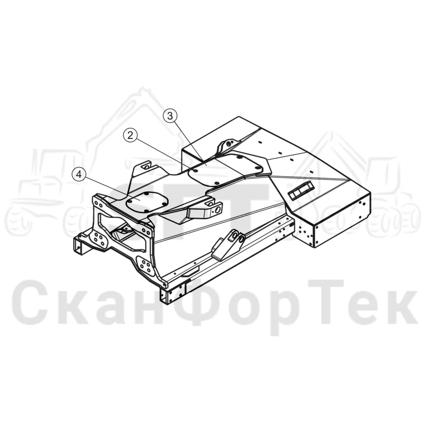 Схема: Komatsu / Форвардер / 895 / Каталог запасных частей / шасси / Рамы / Рама, передняя / Рама, передняя -8950000320 / Рама