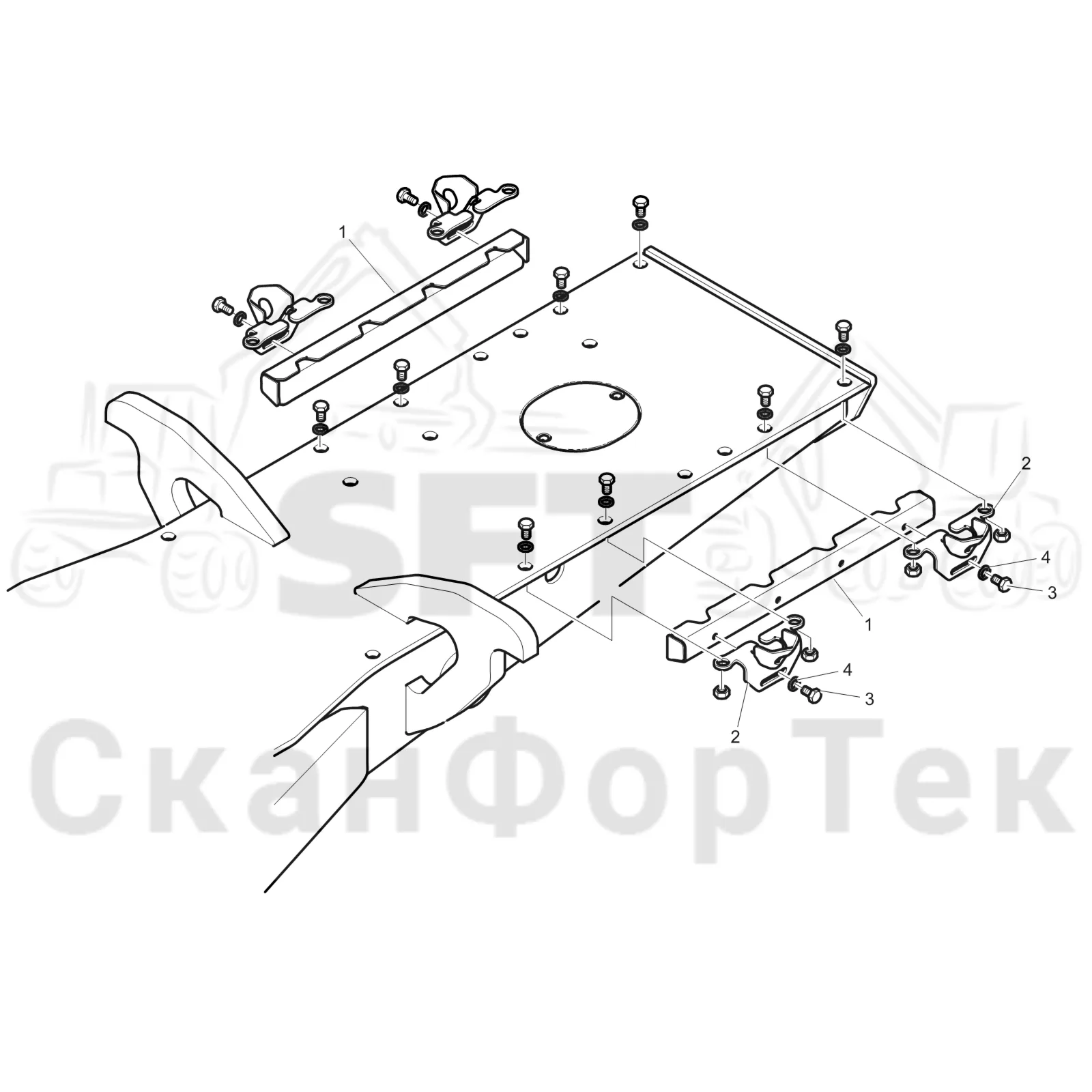 Схема: Komatsu / Форвардер / 895 / Каталог запасных частей / шасси / Рамы / Рама, задняя / Рама, задняя +0/+500 8950000509- / Защита Loadflex