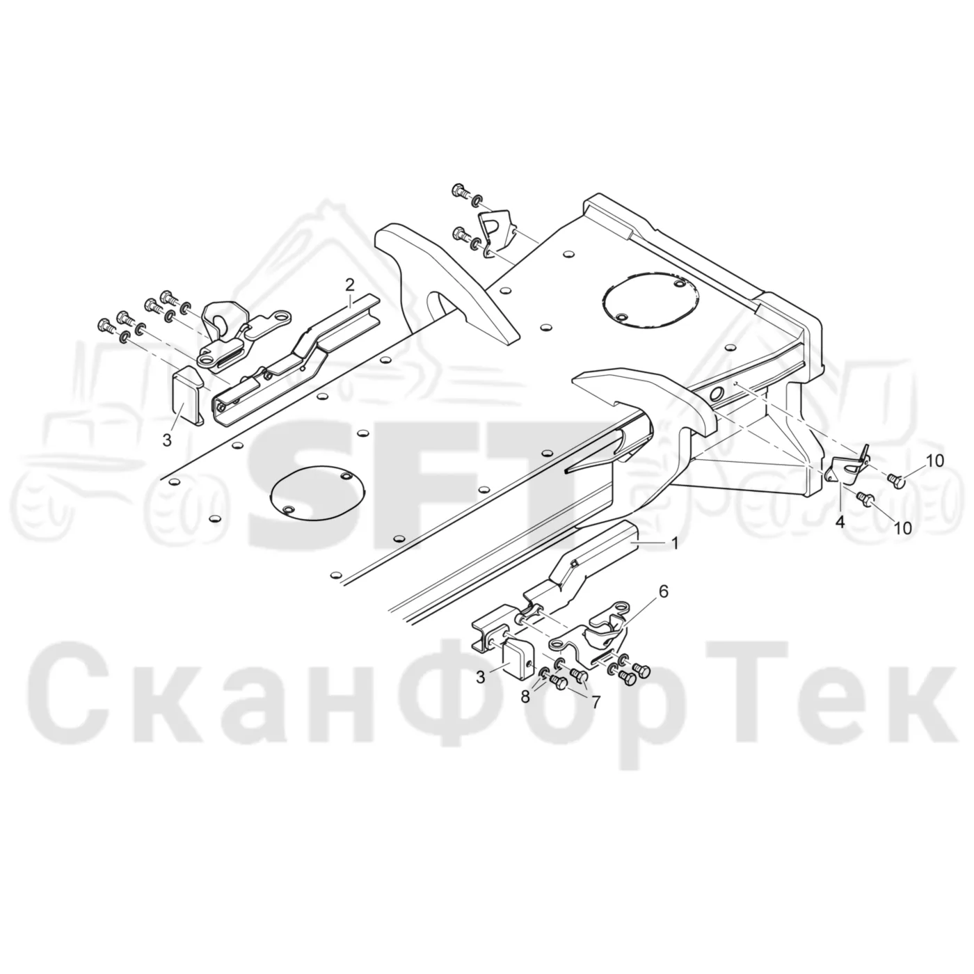 Схема: Komatsu / Форвардер / 895 / Каталог запасных частей / шасси / Рамы / Рама, задняя / Рама, задняя +0/+500 / Защита, Гидравлическая перемещаемая решётка