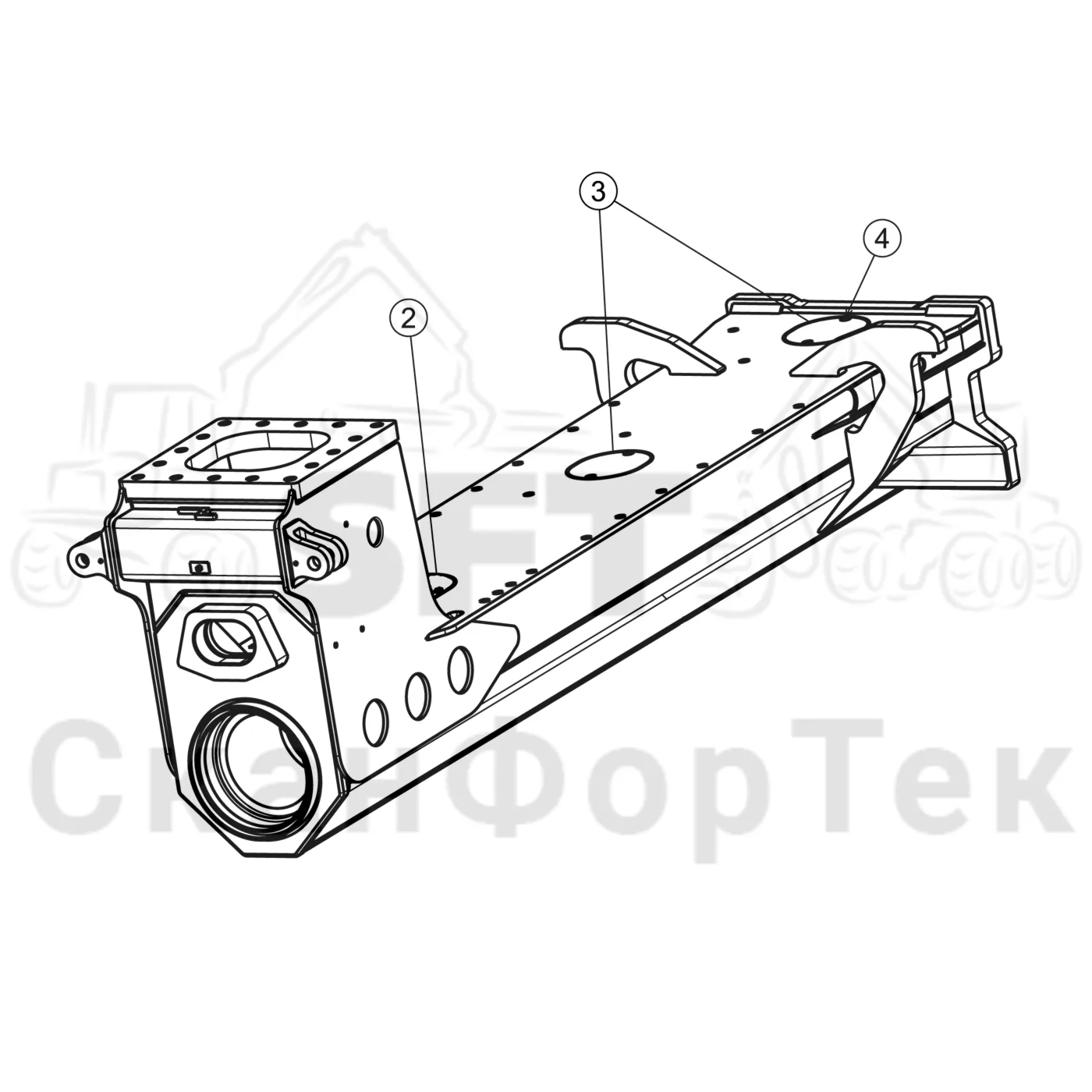 Схема: Komatsu / Форвардер / 895 / Каталог запасных частей / шасси / Рамы / Рама, задняя / Рама, задняя  +0/+500 / Рама