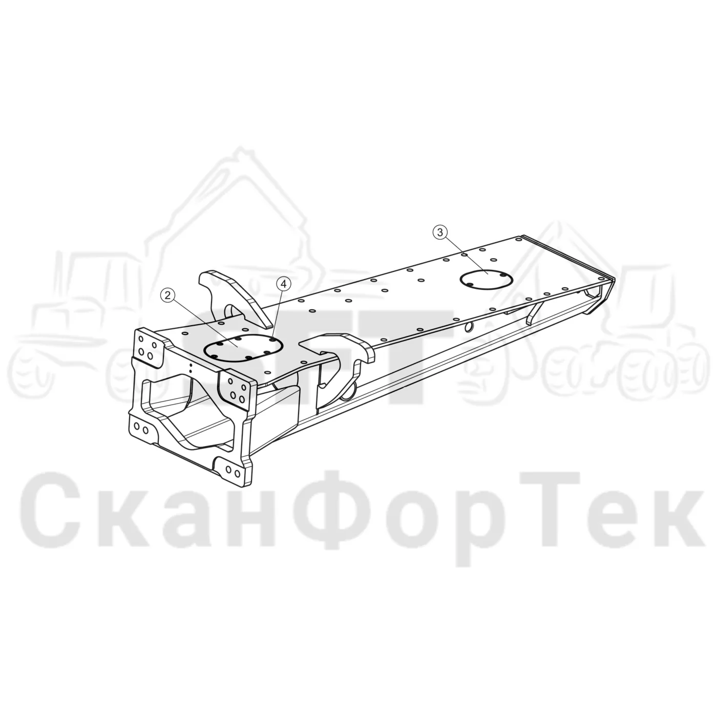 Схема: Komatsu / Форвардер / 895 / Каталог запасных частей / шасси / Рамы / Рама, задняя / Рама, задняя +600/+500 8950000509- / Рама