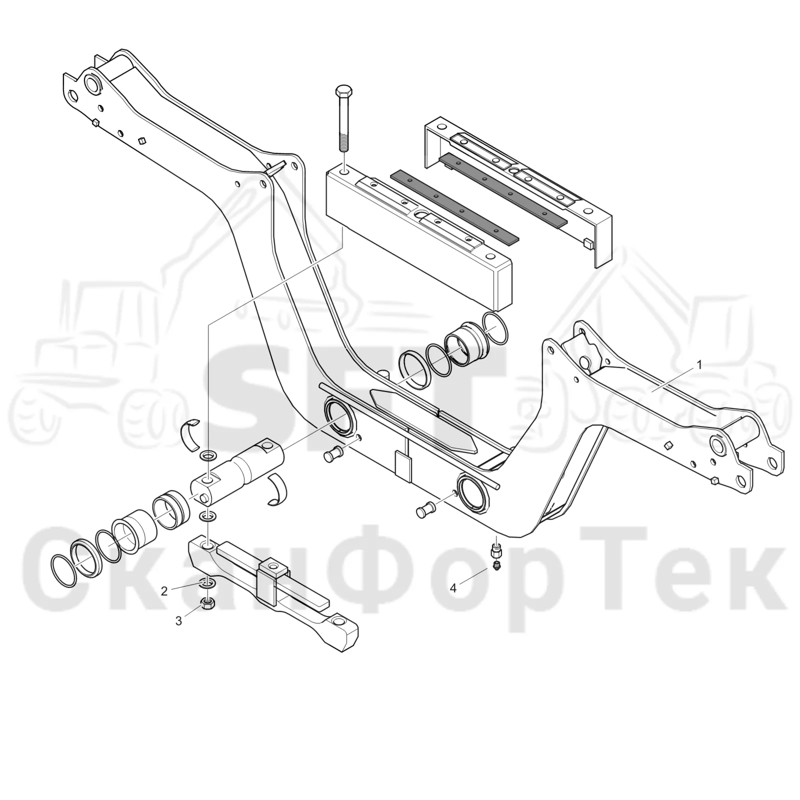 Схема: Komatsu / Форвардер / 895 / Каталог запасных частей / шасси / Зона погрузки / Коники и опоры / Коники LoadFlex III / Коники LoadFlex III, Взвешивающее устройство