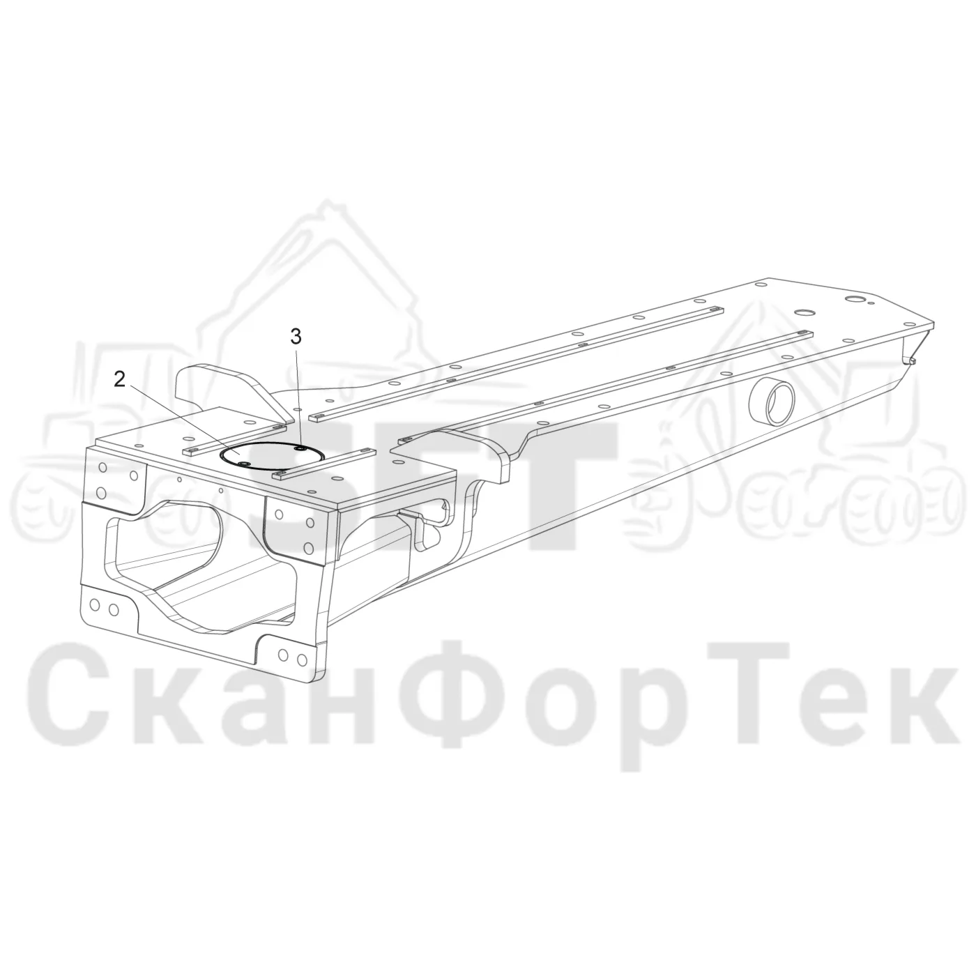 Схема: Komatsu / Форвардер / 845 / Каталог запасных частей / шасси / Рамы / Рама, задняя / Рама, задняя +400/+900 / Передний комплект