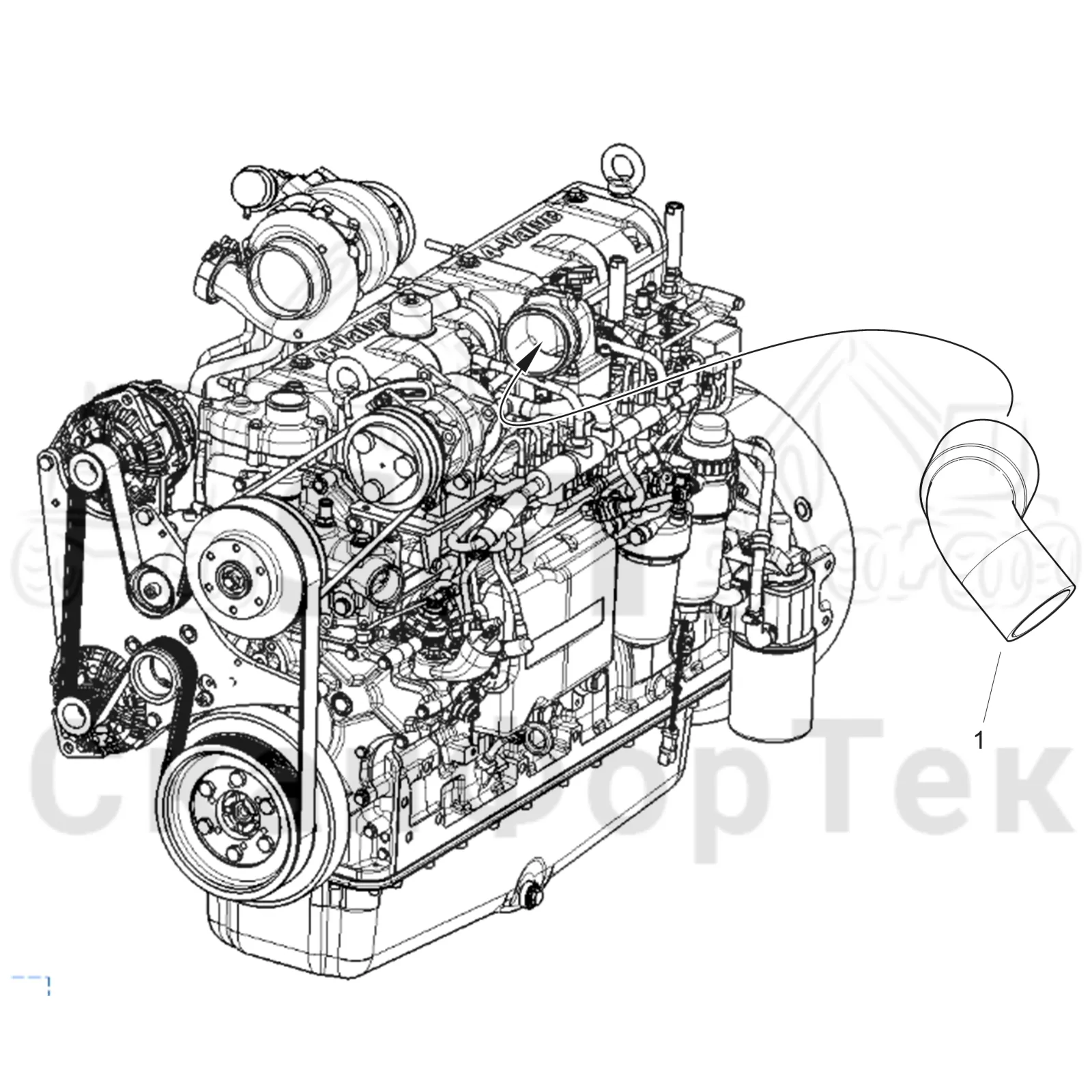 Схема: Komatsu / Форвардер / 895 S/N 8950011010- / Каталог запасных частей / Двигатель / Stage 3A / Впуск - выпуск / Система впуска / Впускной трубопровод