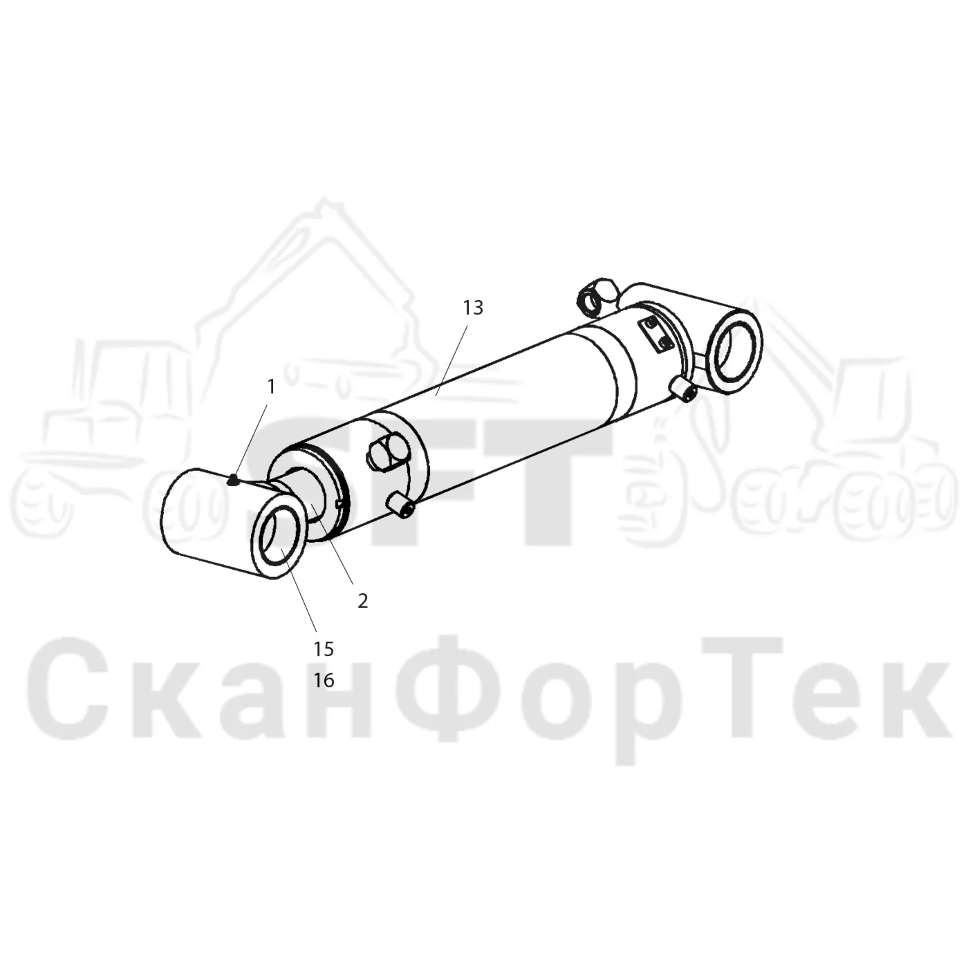 Схема: Komatsu / Форвардер / 830.3 / Каталог запасных частей / Подъемный кран / Подъемный кран / Первая стрела / Цилиндр / Подъемный цилиндр гидравлики / Запасные части цилиндра