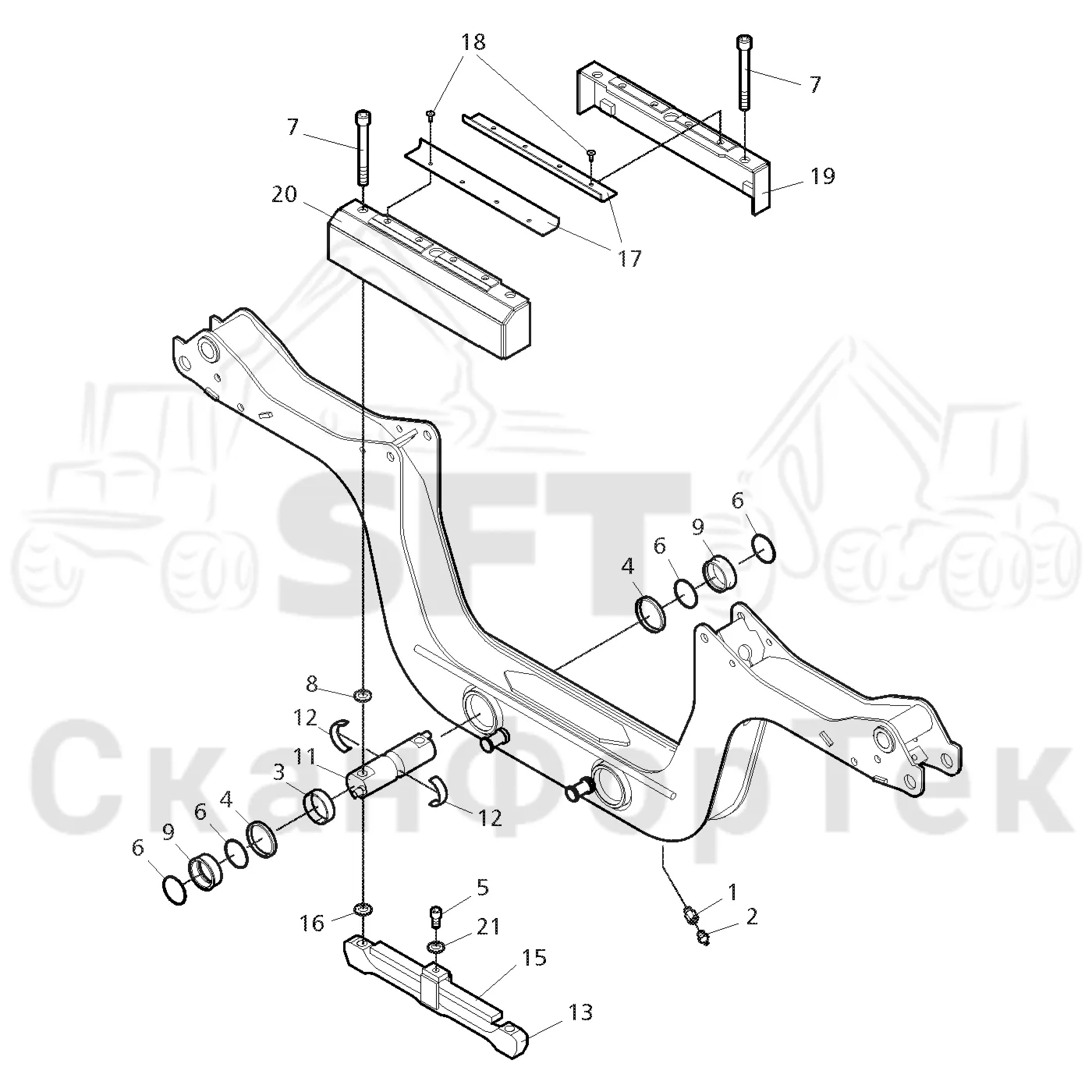 Схема: Valmet / Форвардер / Valmet 840.4 / Valmet 840.4 / Каталог запасных частей / шасси / Зона погрузки / Коники и опоры / Коники LoadFlex / Коники LoadFlex / Датчик LoadFlex