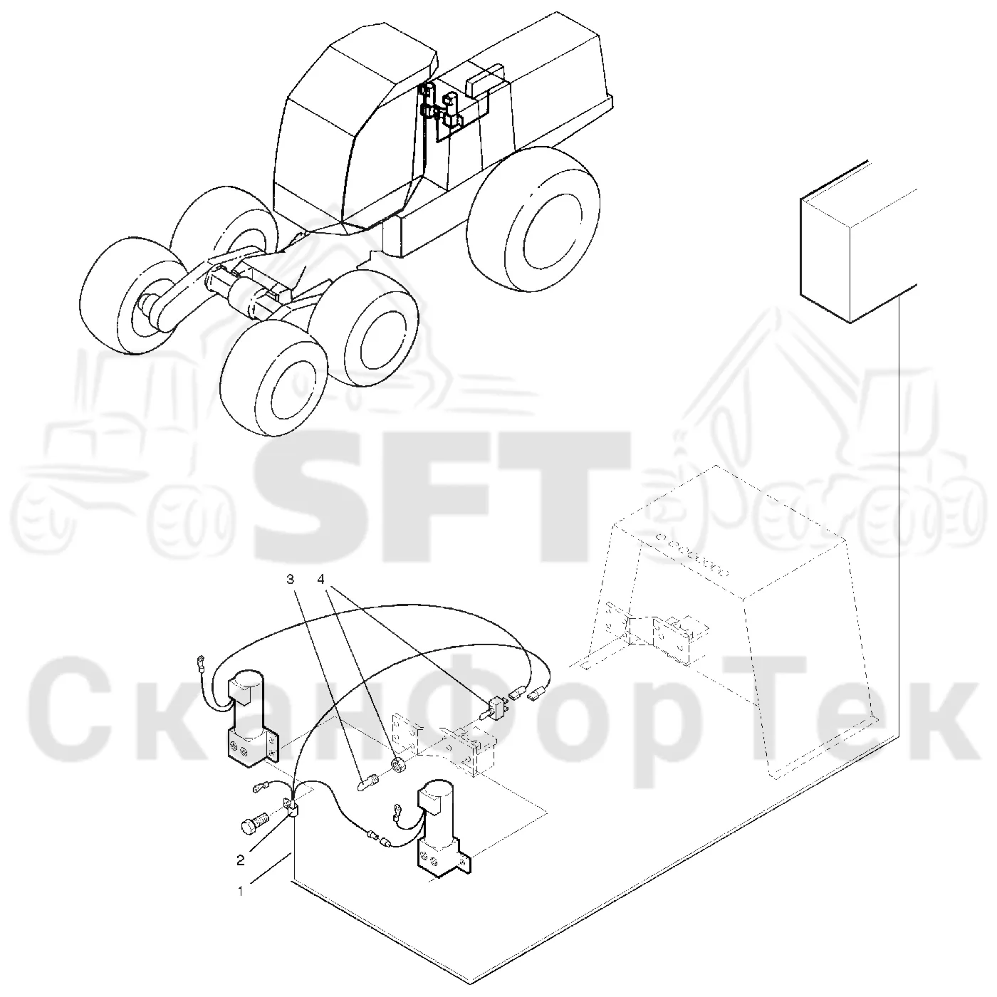Схема: Valmet / Лесозаготовительные машины / Valmet 921 / Valmet 921 Ch -13270 / Valmet 921 Ch -13270 / Каталог запасных частей / Гидравлика / Заполнение маслом / Электрический набор Заполнение маслом