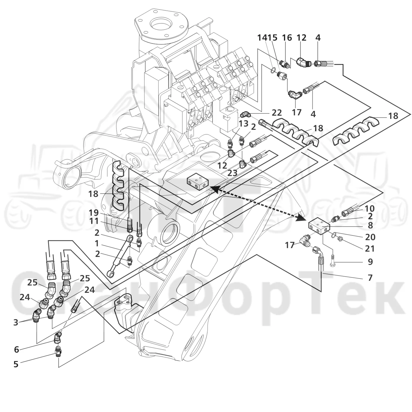 Схема: Valmet / Форвардер / Valmet 890.3 / Valmet 890.3 / Каталог запасных частей / Оборудование захвата / Захват / Valmet 901.2 Ch. -211060 / Каталог запасных частей / Лесозаготовительное оборудование / Головка лесозаготовительной машины / Valmet 945.1 / Valmet 945.1 / Каталог запасных частей / Резка / Гидравлическое устройство резки, шасси