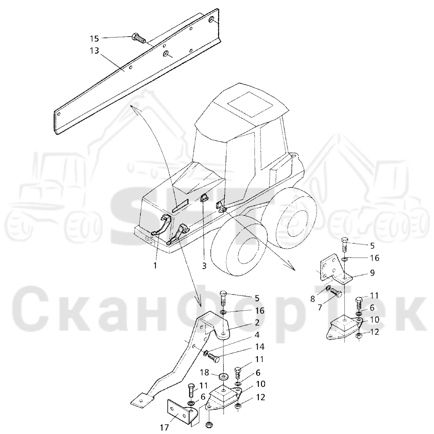 Схема: Valmet / Форвардер / Valmet 860.1 / Valmet 860.1 Ch. 115421- / Valmet 860.1 Ch. 115421- / Каталог запасных частей / Двигатель / Установка двигателя / Установка двигателя