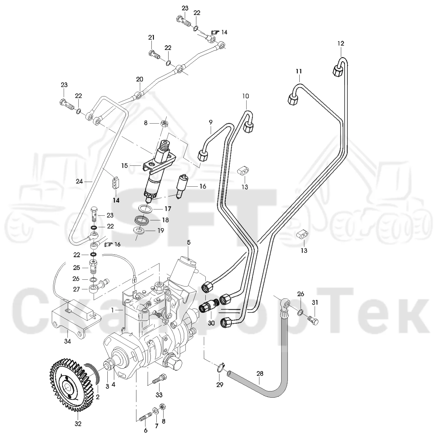 Схема: Valmet / Форвардер / Valmet 840.3 / Valmet 840.3 Ch. -311173 / Valmet 840.3 Ch. -311173 / Каталог запасных частей / Оборудование захвата / Захват / Valmet 801c Ch -11730 / Каталог запасных частей / Двигатель / Топливная система / Инжекторный насос