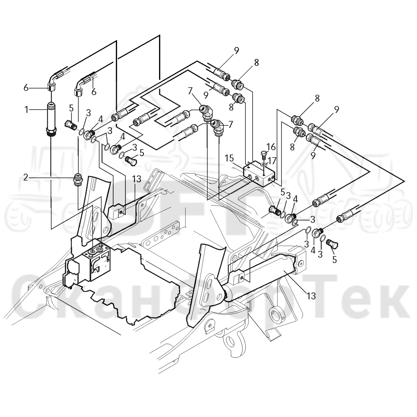 Схема: Valmet / Головки лесозаготовительной машины / Valmet 370.1 / Valmet 370.1 Ch. -11730 / Valmet 370.1 Ch. -11730 / Каталог запасных частей / Валка леса / Валочное гидравлическое оборудование