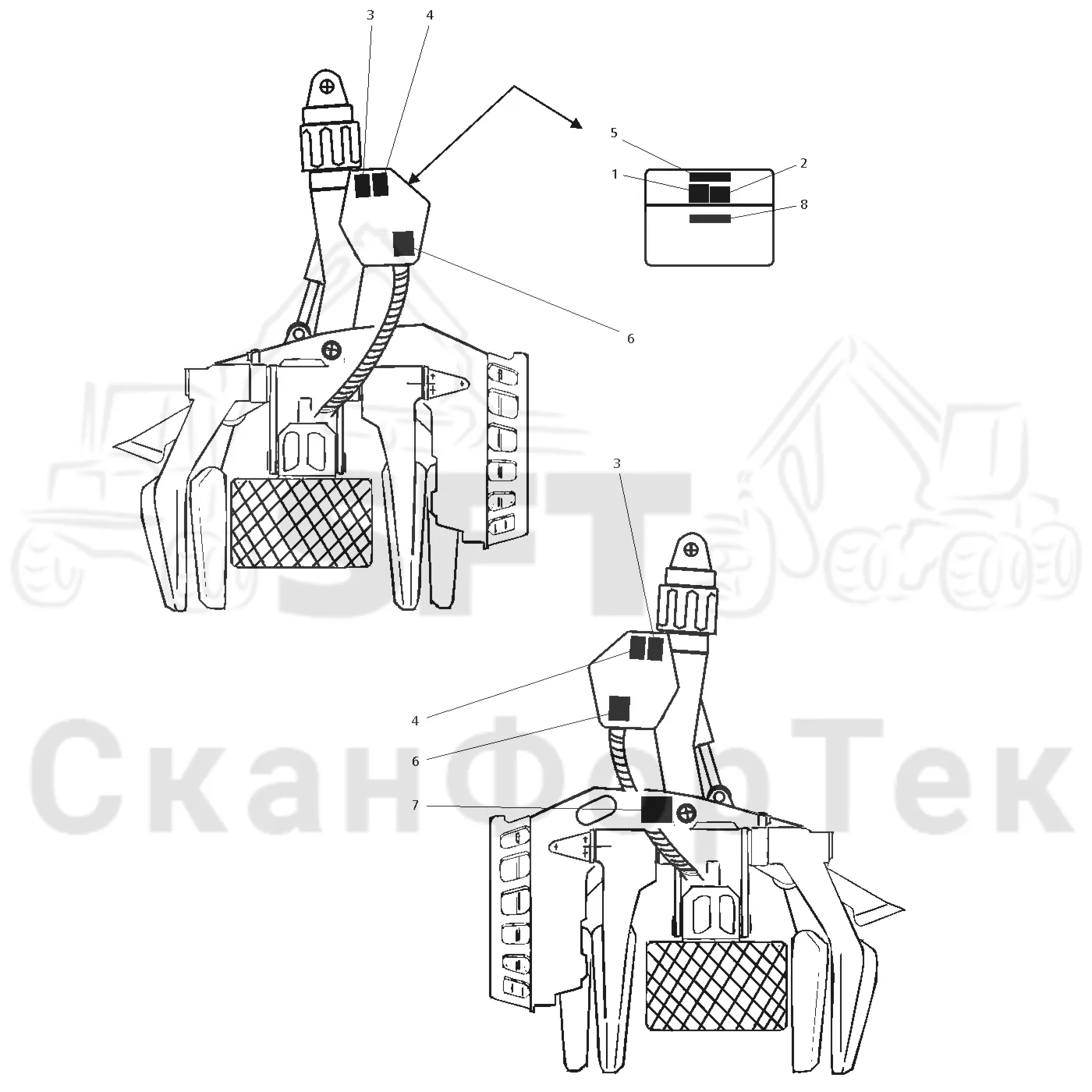 Схема: Valmet / Головки лесозаготовительной машины / Valmet 945 S2 / Valmet 945 S2 / Каталог запасных частей / Valmet 945 S2 / шасси / Бирки