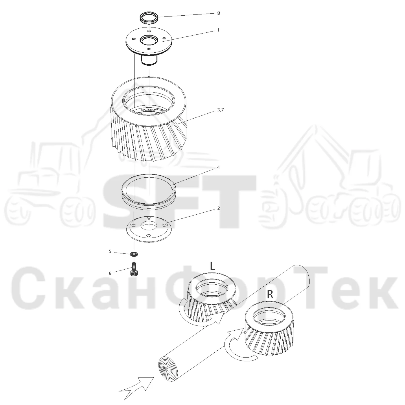 Схема: Valmet / Форвардер / Valmet 890.3 / Valmet 890.3 / Каталог запасных частей / Оборудование захвата / Захват / Valmet 901.2 Ch. -211060 / Каталог запасных частей / Лесозаготовительное оборудование / Головка лесозаготовительной машины / Valmet 945.1 / Valmet 945.1 / Каталог запасных частей / Подача / Feed rollers, steel