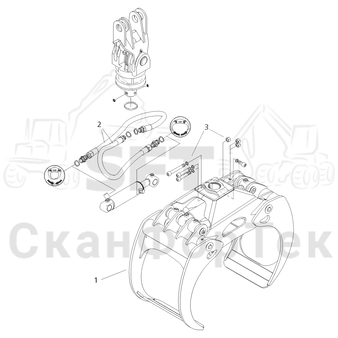 Схема: Valmet / Форвардер / Valmet 860.3 / Valmet 860.3 / Каталог запасных частей / Оборудование захвата / Захват G 28 Protec