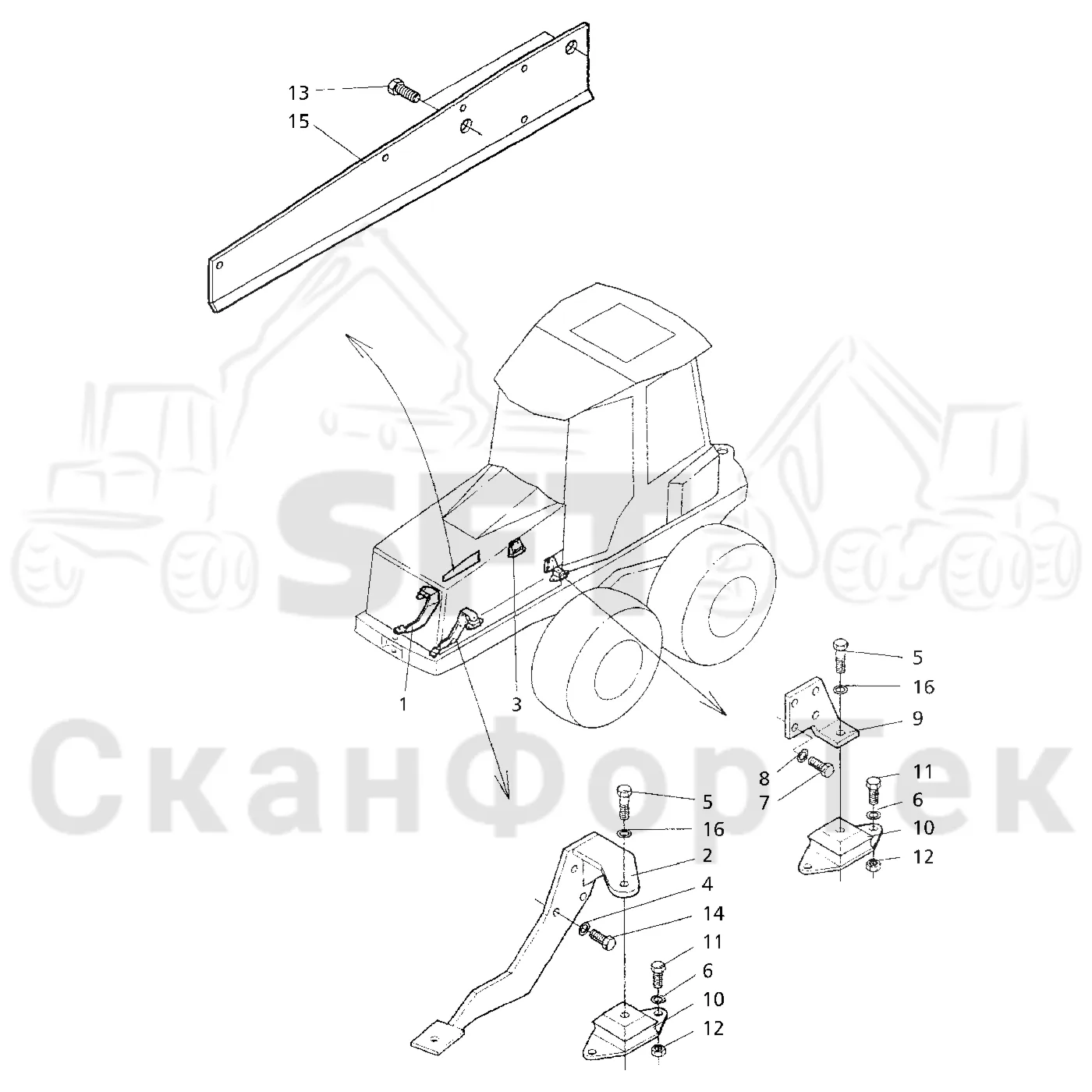 Схема: Valmet / Форвардер / Valmet 890.1 / Valmet 890.1 Ch. 117351-, 119441- / Valmet 890.1 Ch. 117351-, 119 / Каталог запасных частей / Двигатель / Установка двигателя