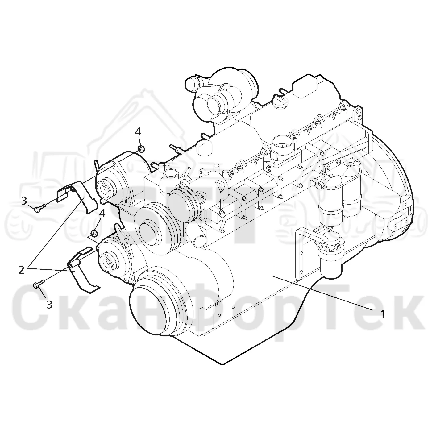 Схема: Valmet / Форвардер / Valmet 890.2 / Valmet 890.2 / Каталог запасных частей / Двигатель / Двигатель