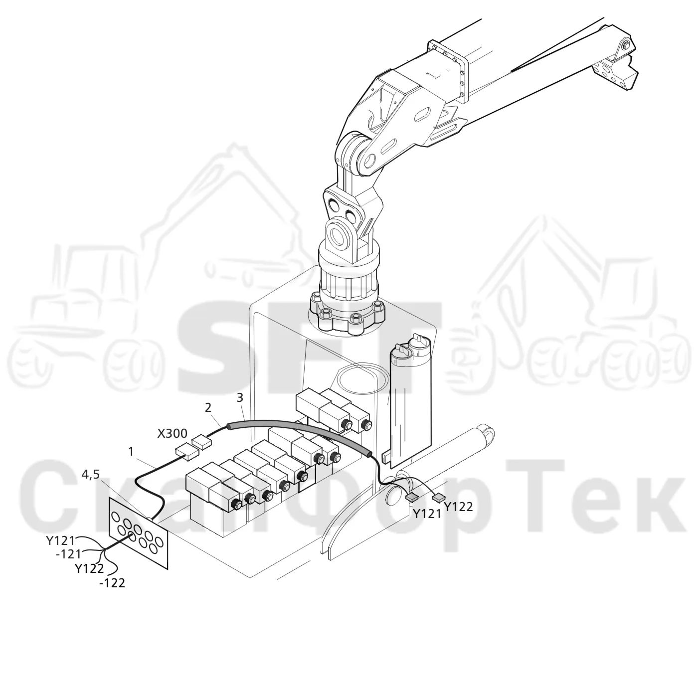 Схема: Valmet / Лесозаготовительные машины / Valmet 801 c / Valmet 801c Ch 11800- / Valmet 801c Ch 11800- / Каталог запасных частей / Лесозаготовительное оборудование / Головка лесозаготовительной машины / Valmet 330.1 / Каталог запасных частей / Резка / Электрооборудование цветовой маркировки -111752