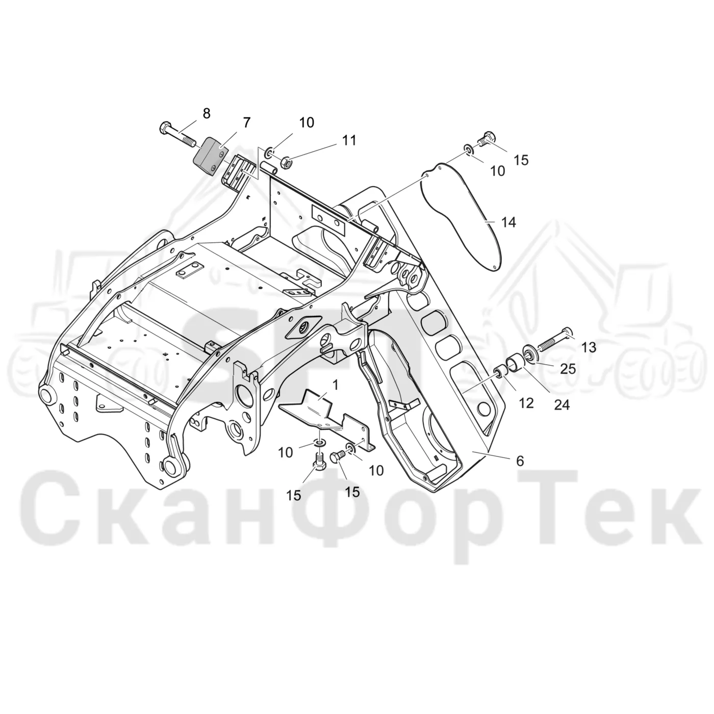 Схема: Valmet / Лесозаготовительные машины / Valmet 911.4 / Valmet 911.4 / Каталог запасных частей / Лесозаготовительное оборудование / Головка лесозаготовительной машины / Valmet 360.2 / Каталог запасных частей / шасси / шасси