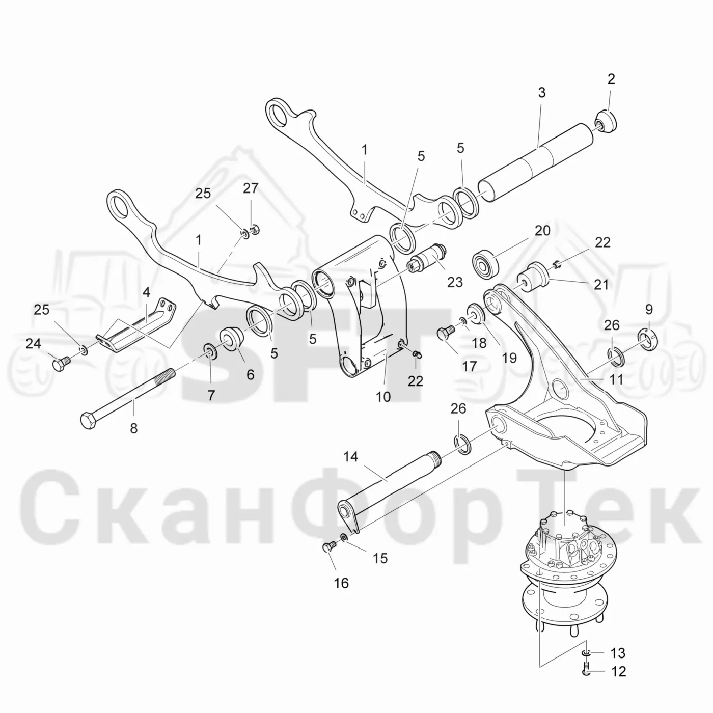 Схема: Valmet / Лесозаготовительные машины / Valmet 931 / Valmet 931 / Каталог запасных частей / Лесозаготовительное оборудование / Головка лесозаготовительной машины / Valmet 360.2 / Каталог запасных частей / Подача / шасси подающего ролика212281-
