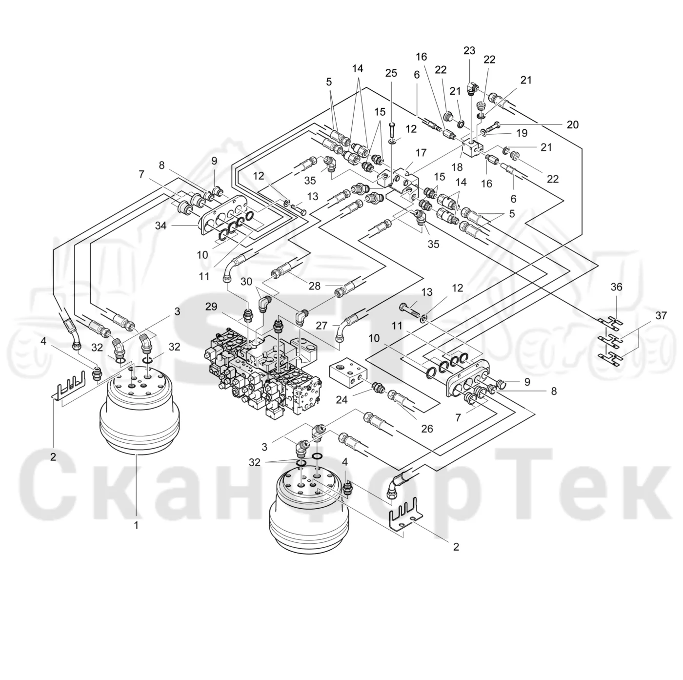 Схема: Valmet / Лесозаготовительные машины / Valmet 921.1 / Valmet 921.1 Ch. -113530 / Valmet 921.1 Ch. -113530 / Каталог запасных частей / Лесозаготовительное оборудование / Головка лесозаготовительной машины / Valmet 370.1 / Valmet 370.1 / Upgrade kit to .2 version / Каталог запасных частей / Подача / Гидравлическое оборудование односкоростной подачи