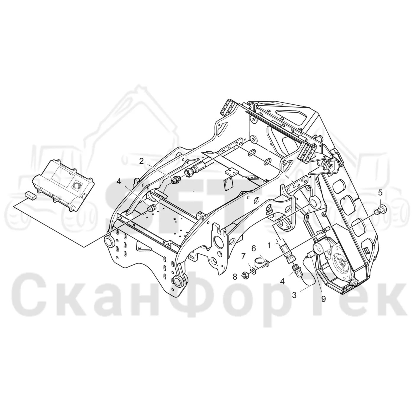 Схема: Valmet / Головки лесозаготовительной машины / Valmet 370.2 / Valmet 370.2 / Каталог запасных частей / Резка / Электрооборудование устройства резки