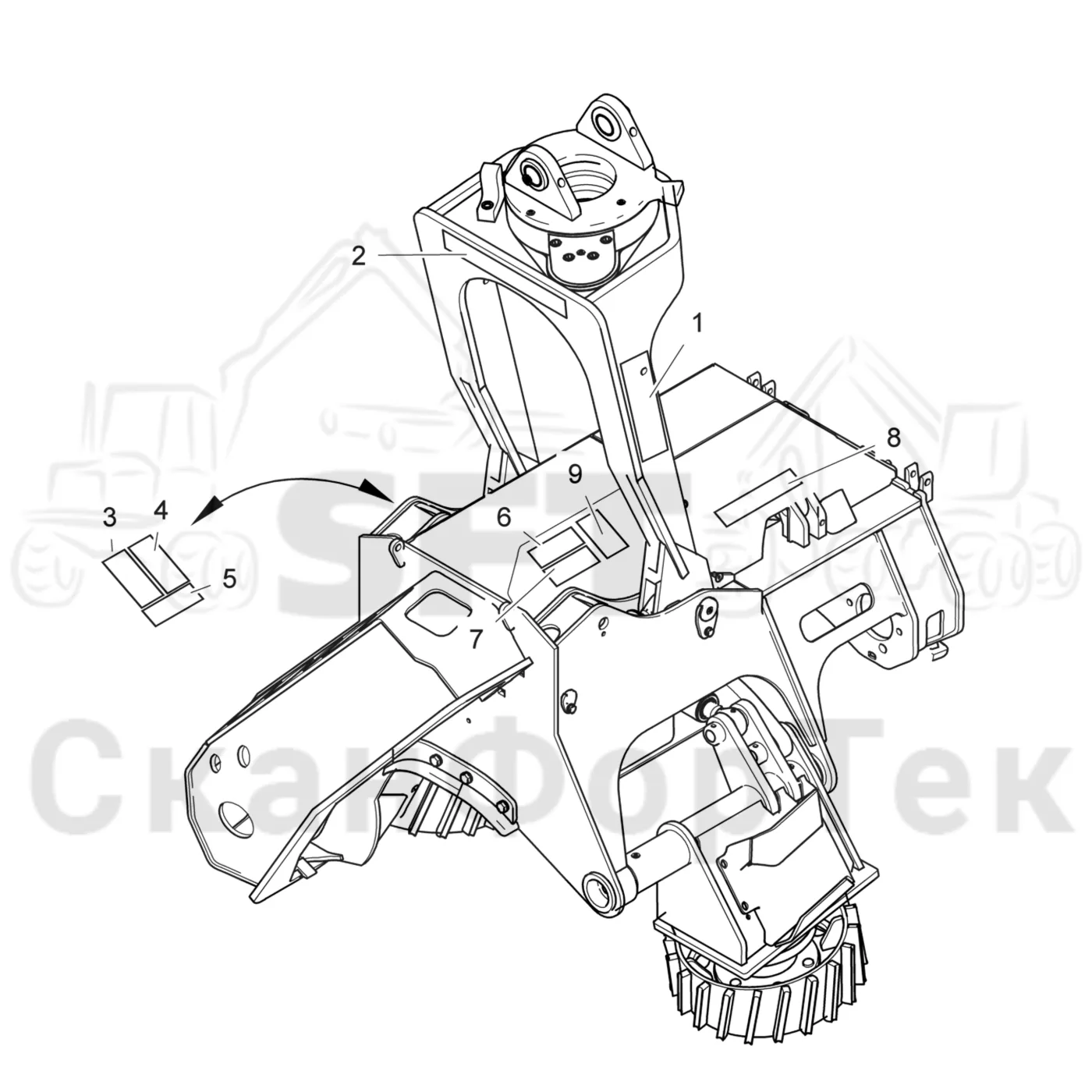 Схема: Valmet / Головки лесозаготовительной машины / Valmet 378 / Valmet 378 / Каталог запасных частей / шасси / Бирки