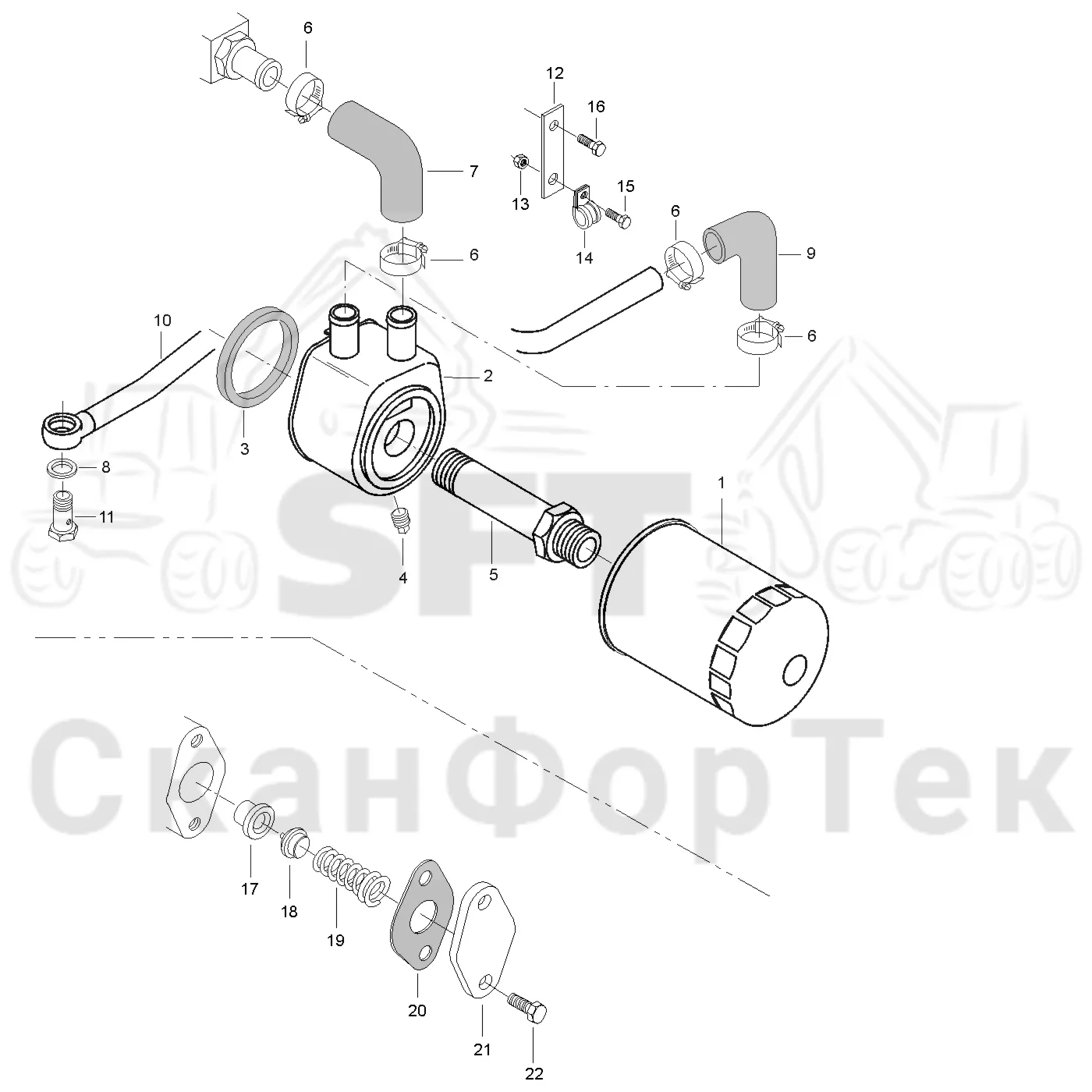 Схема: Valmet / Форвардер / Valmet 890.1 / Valmet 890.1  Ch. 117351-, 119441- / Valmet 890.1  Ch. 117351-, 119 / Каталог запасных частей / Двигатель / Система смазки / Масляный фильтр