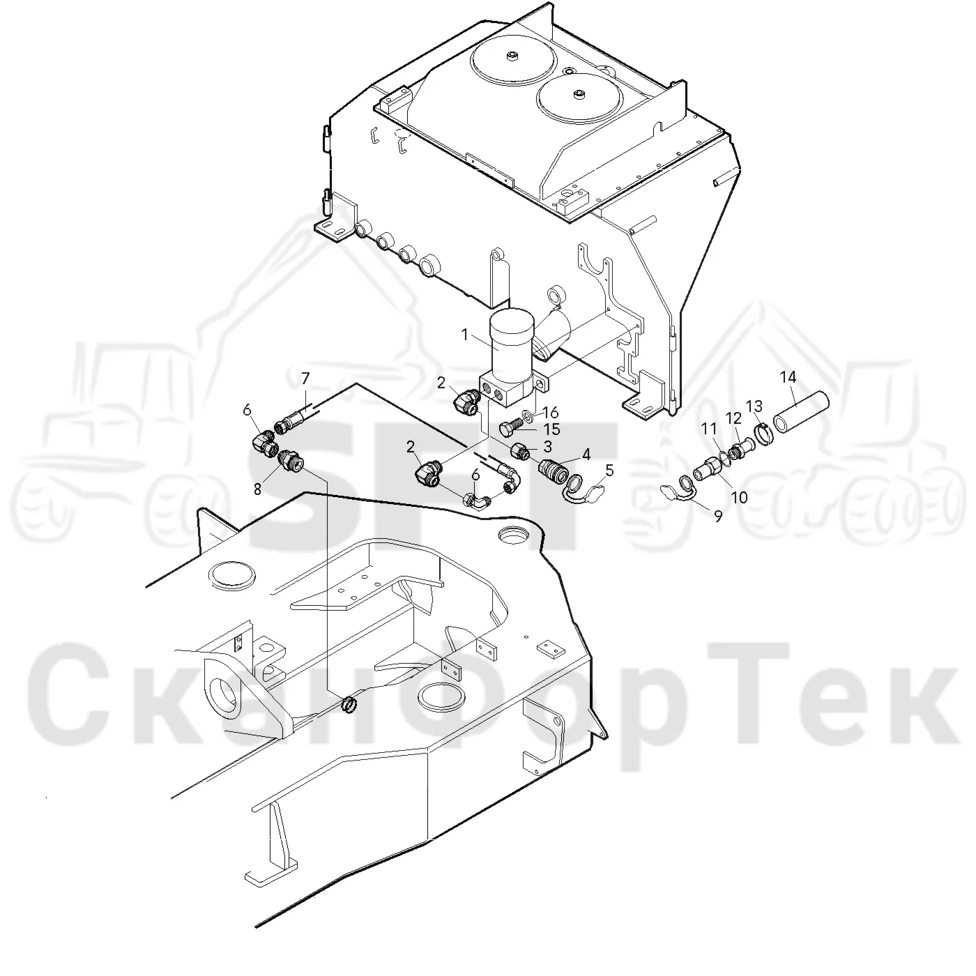 Схема: Valmet / Форвардер / Valmet 840.2 / Valmet 840.2 Ch. -211120 / Valmet 840.2 Ch. -211120 / Каталог запасных частей / Оборудование захвата / Захват / Valmet 801c Ch -11730 / Каталог запасных частей / Двигатель / Топливная система / Топливозаправка электронасосом
