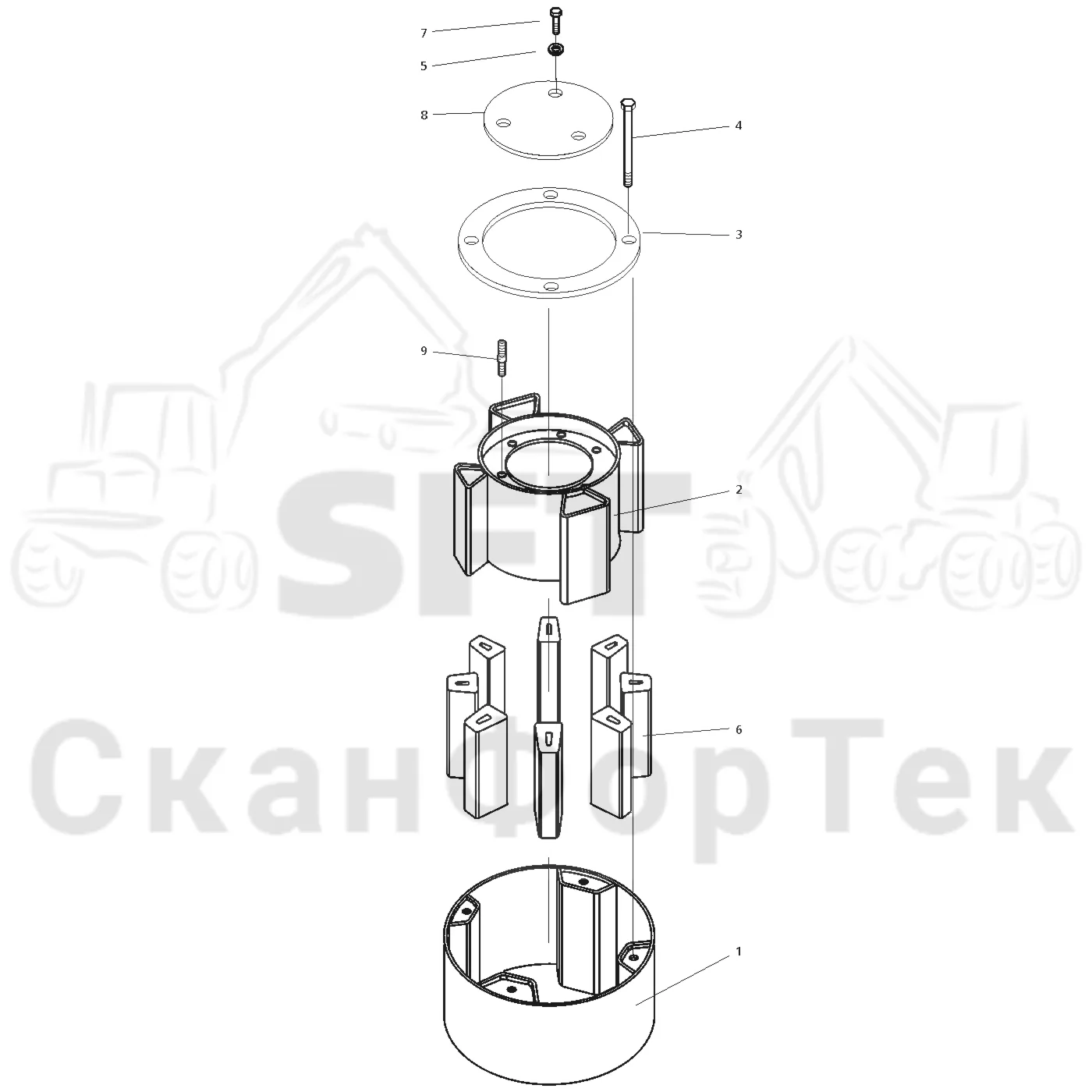 Схема: Valmet / Головки лесозаготовительной машины / Valmet 960 / Valmet 960 / Каталог запасных частей / Valmet 960 / Подача / Запасные части подающего ролика / Подающие ролики, 250 мм